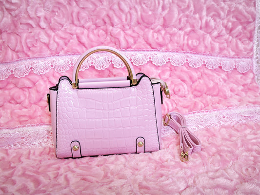 Soft Pink Patent Crocodile Handbag