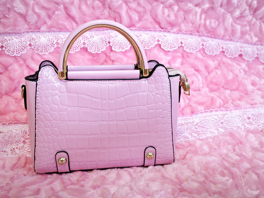 Soft Pink Patent Crocodile Handbag