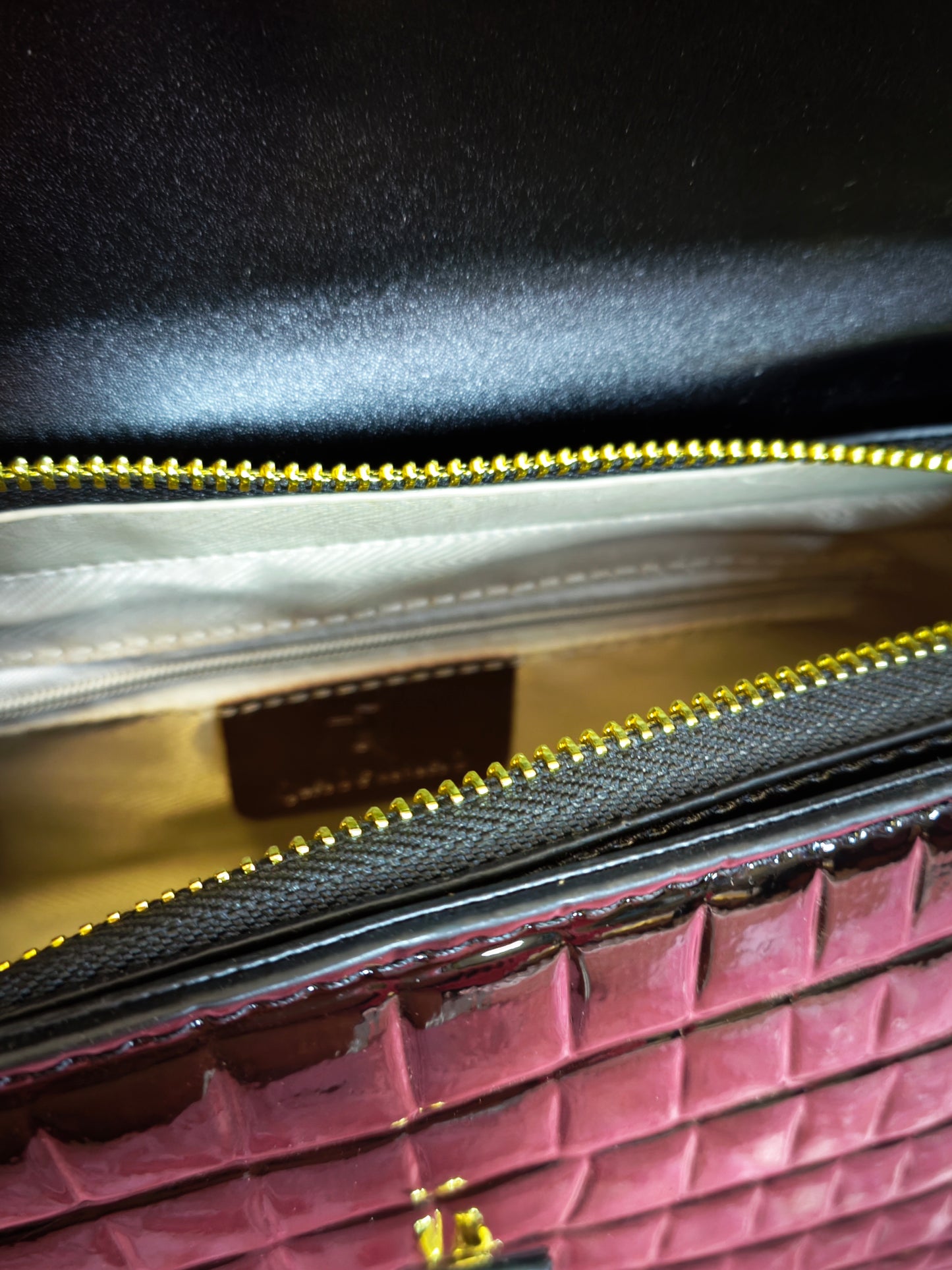 Black Patent Crocodile Handbag