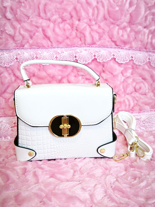 Off-White & Black Crocodile-Print Handbag