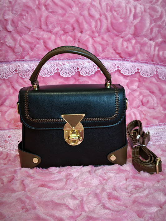 Black & Brown Stitched Handbag