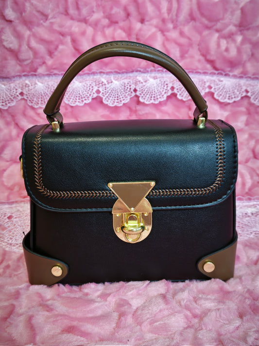 Black & Brown Stitched Handbag