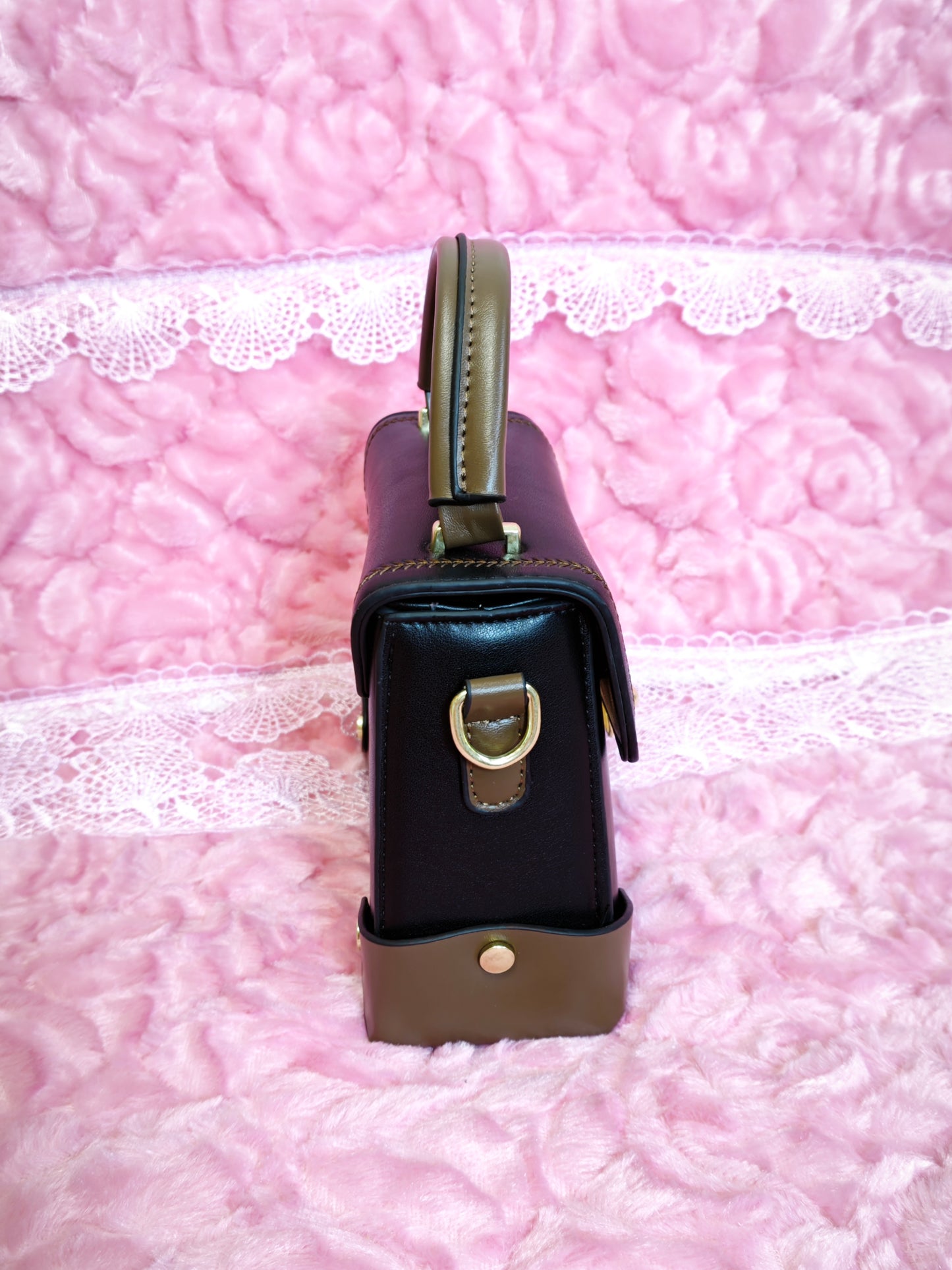 Black & Brown Stitched Handbag