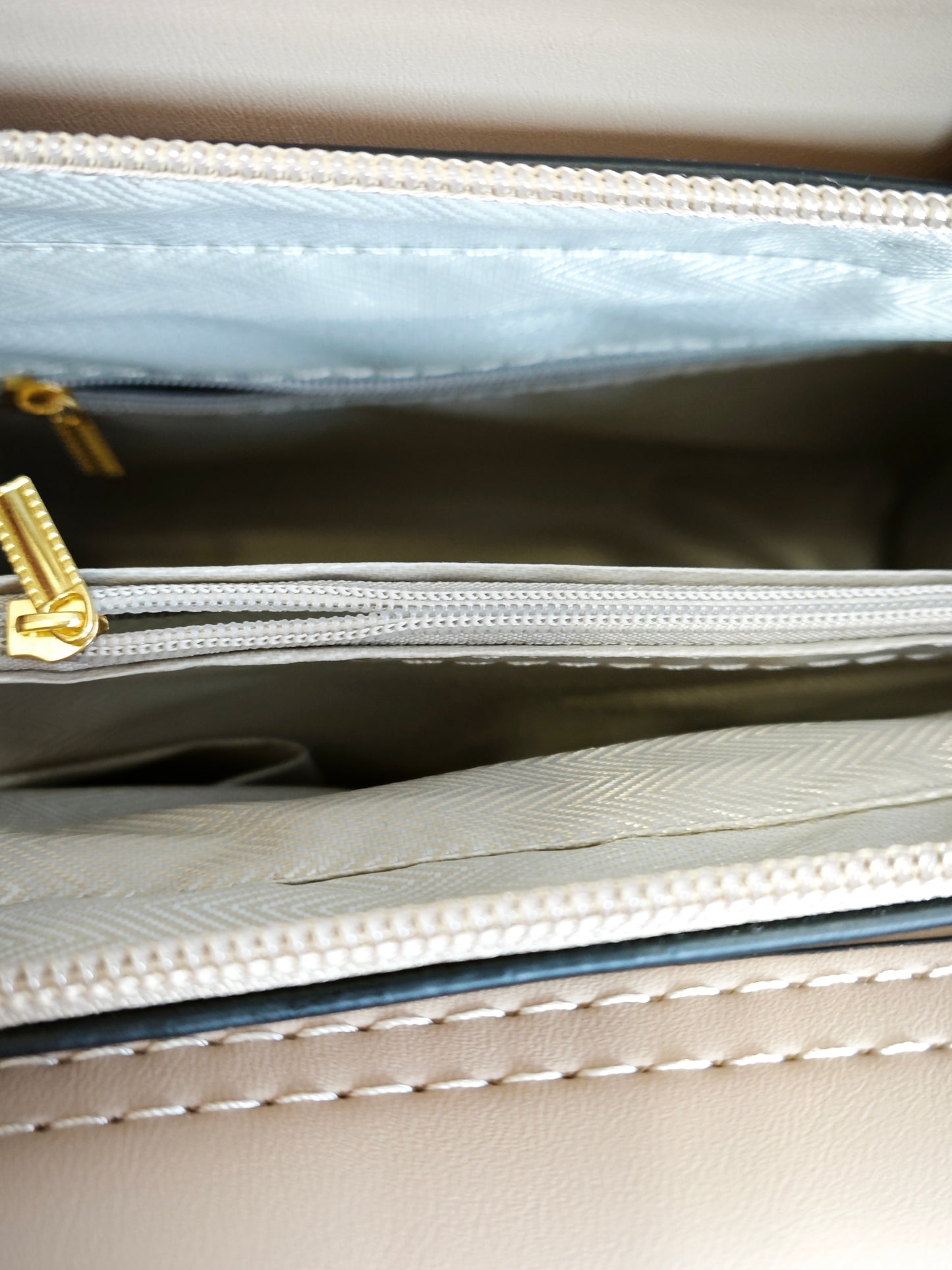 Light Apricot & Striped 2-Piece Handbag