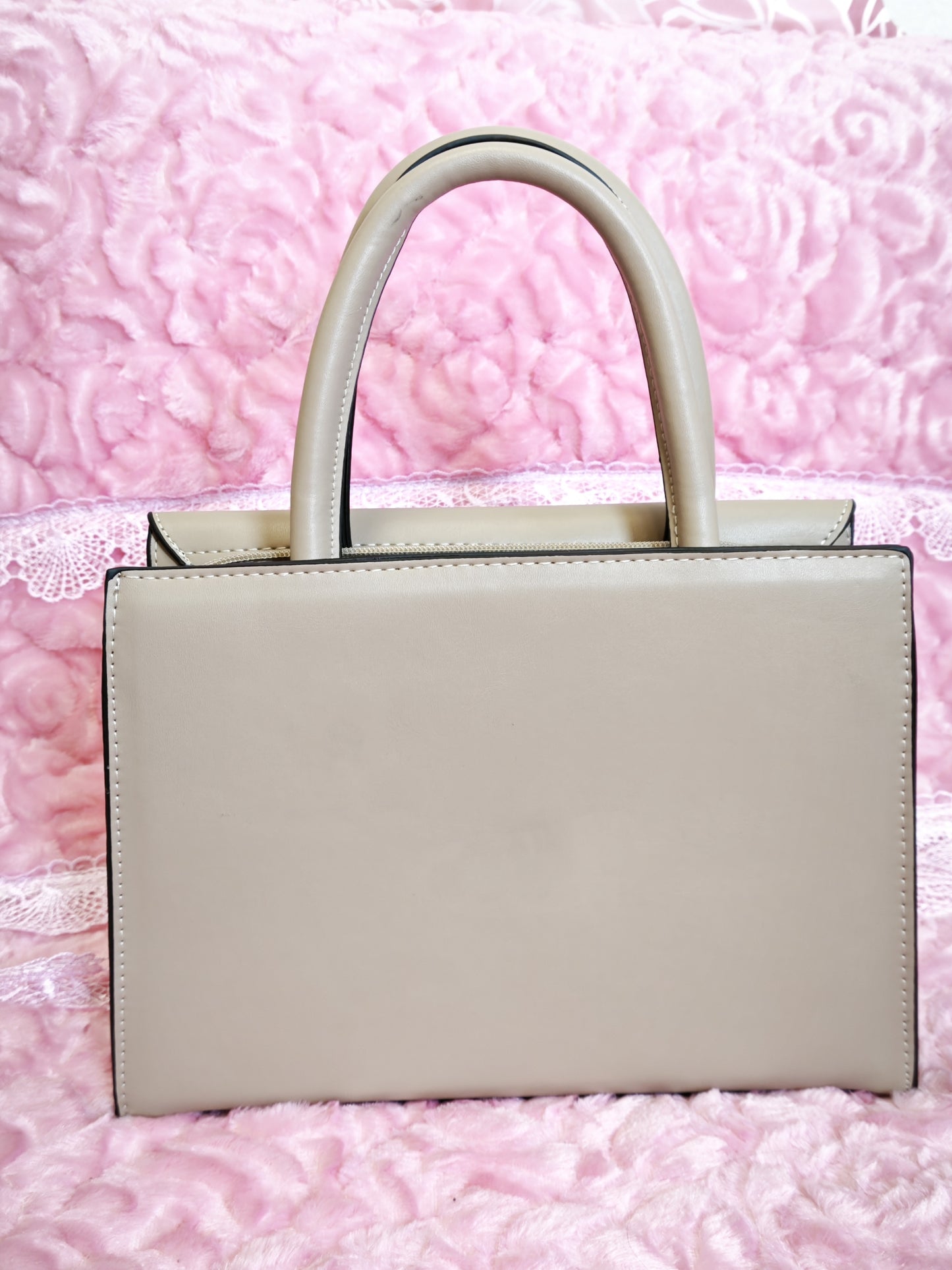 Light Apricot & Striped 2-Piece Handbag