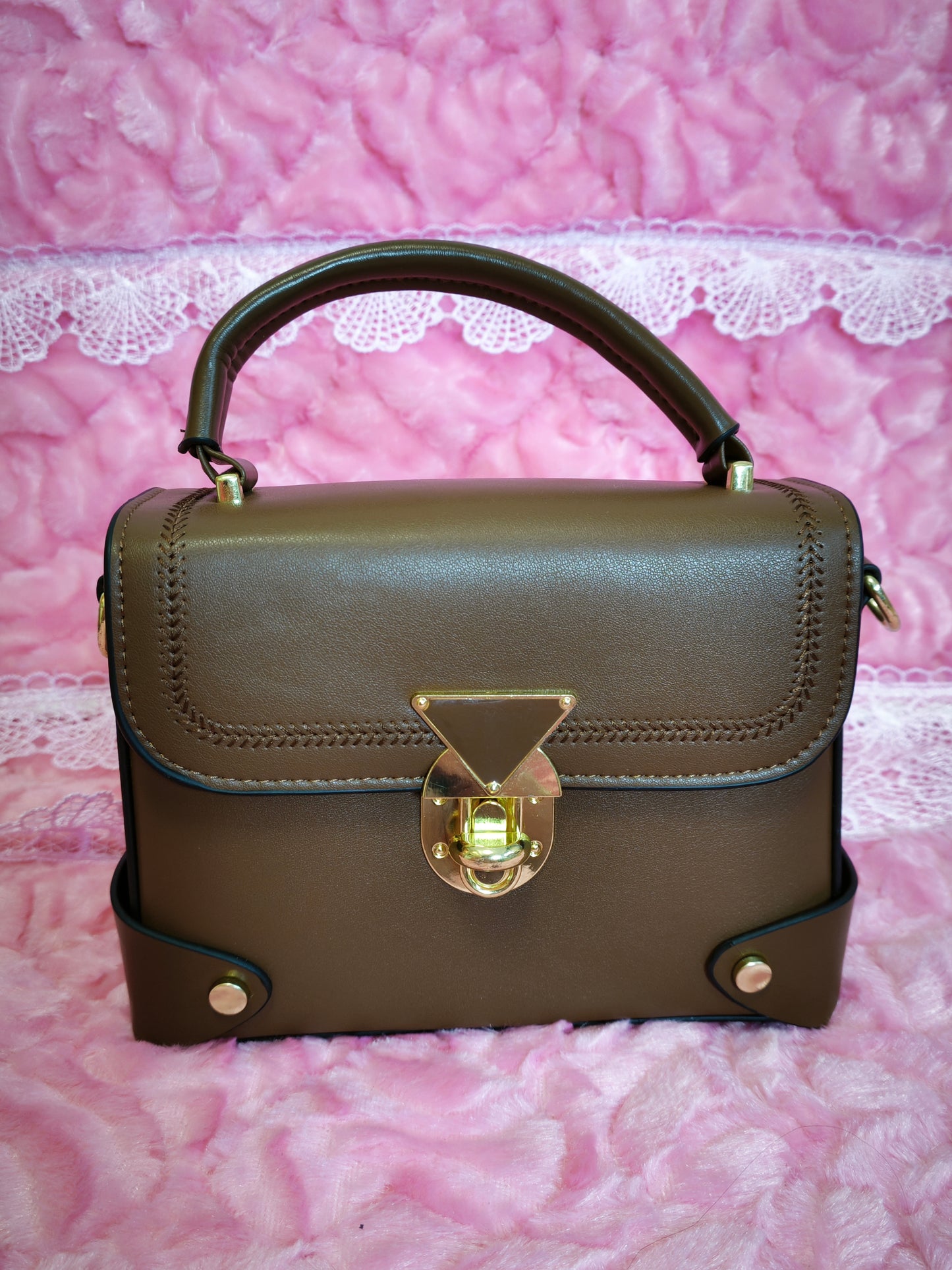 Dark Brown Stitched Handbag