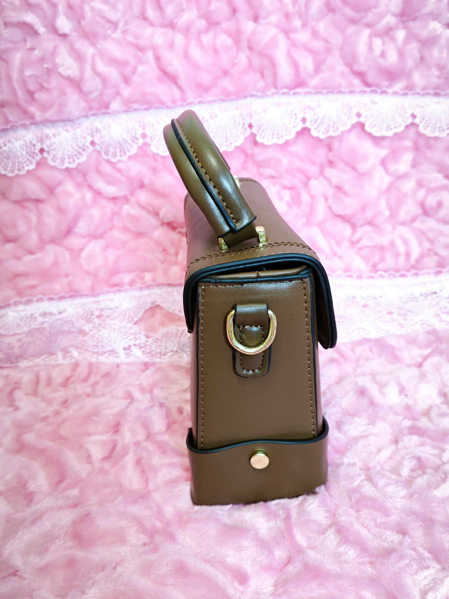 Dark Brown Stitched Handbag