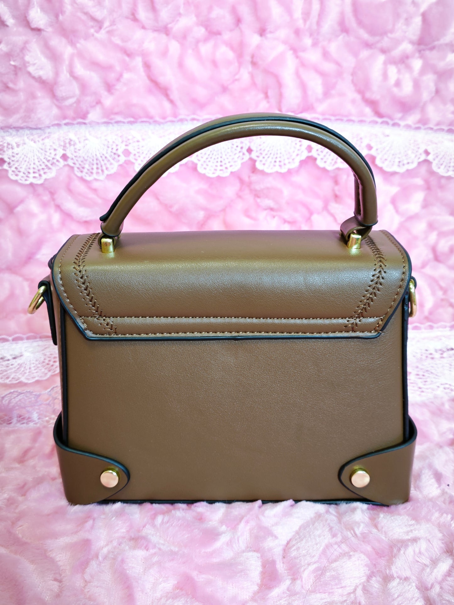 Dark Brown Stitched Handbag