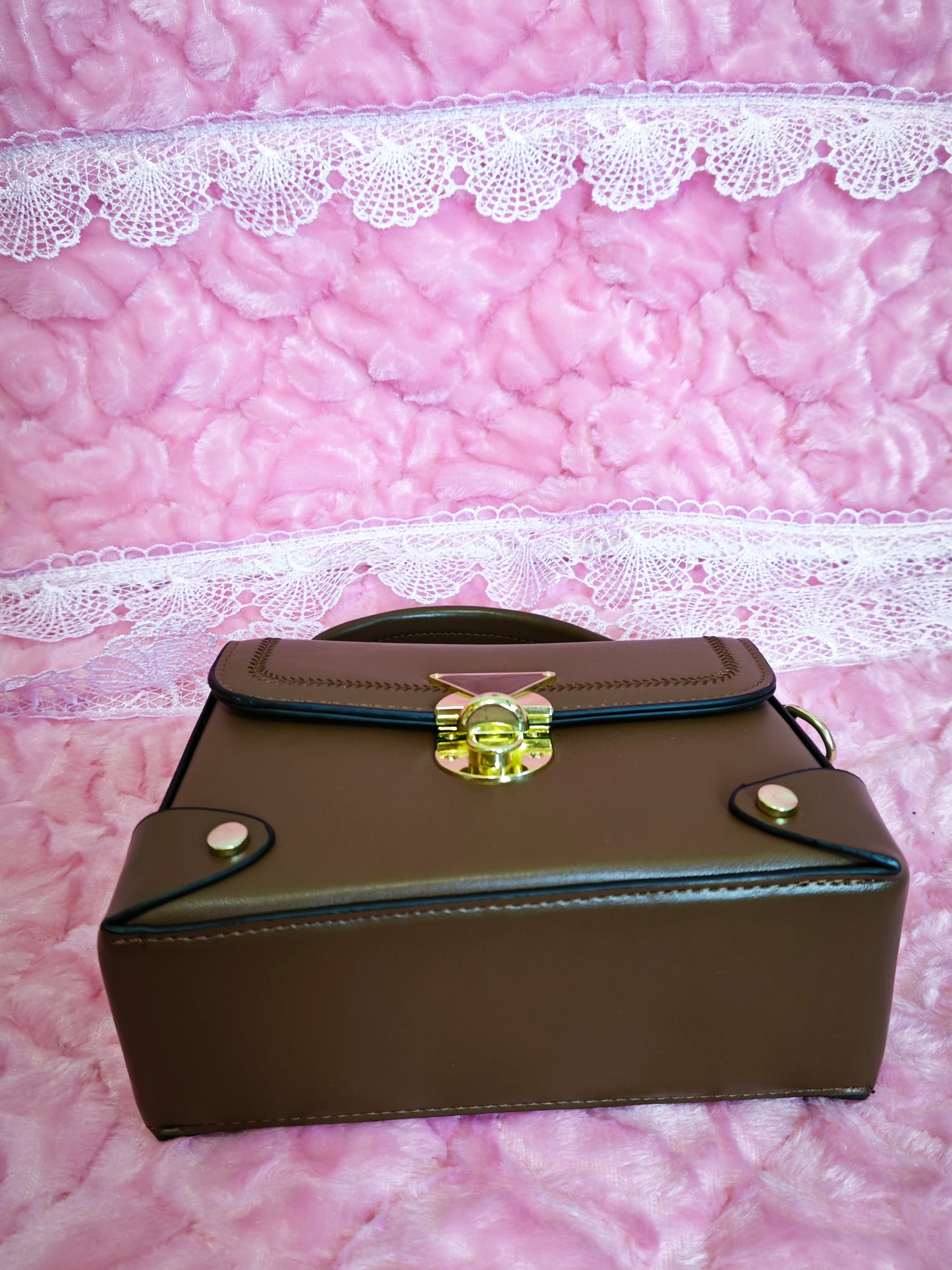 Dark Brown Stitched Handbag