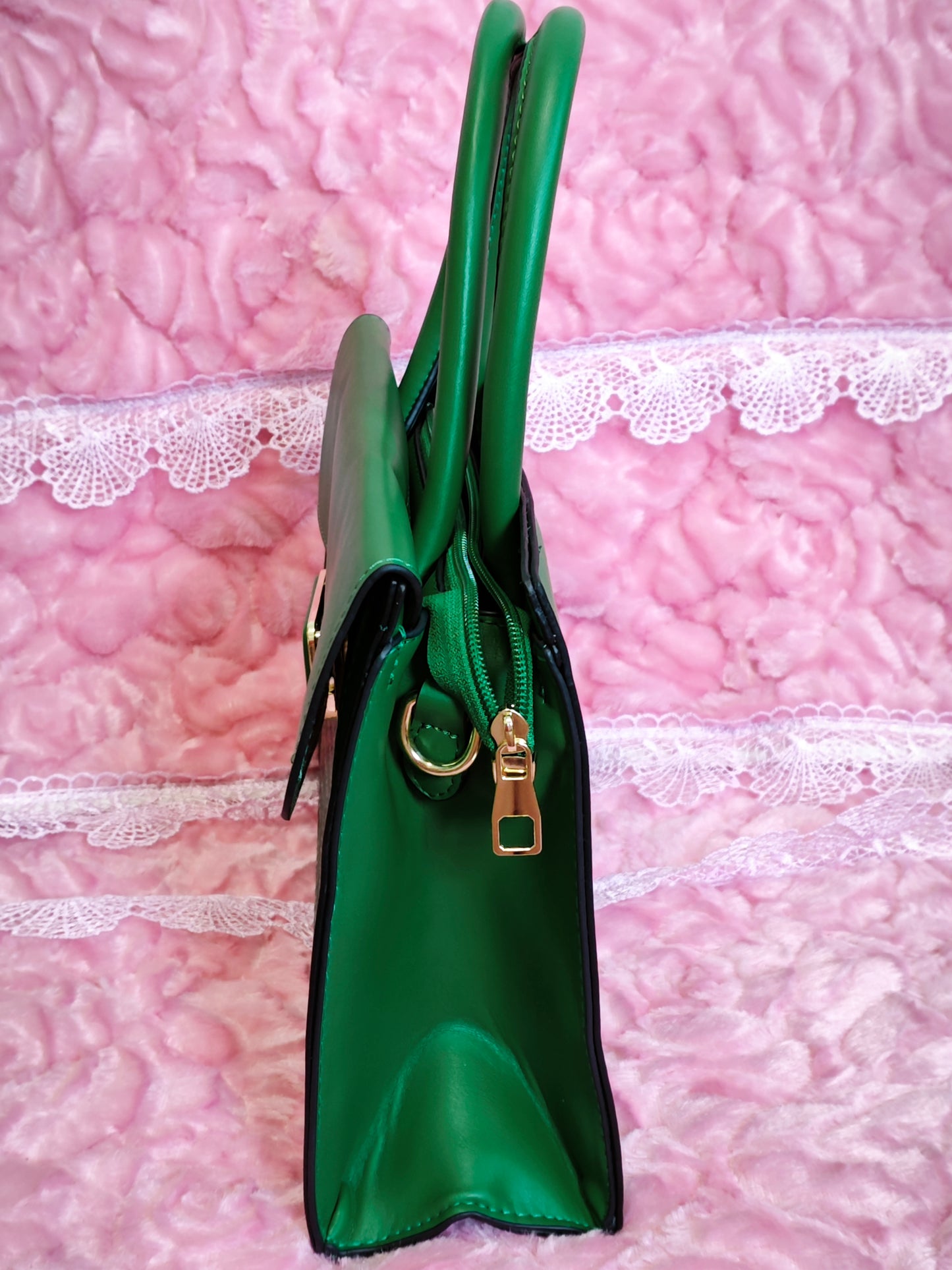 Dark Green & Crocodile-Print 2-Piece Handbag