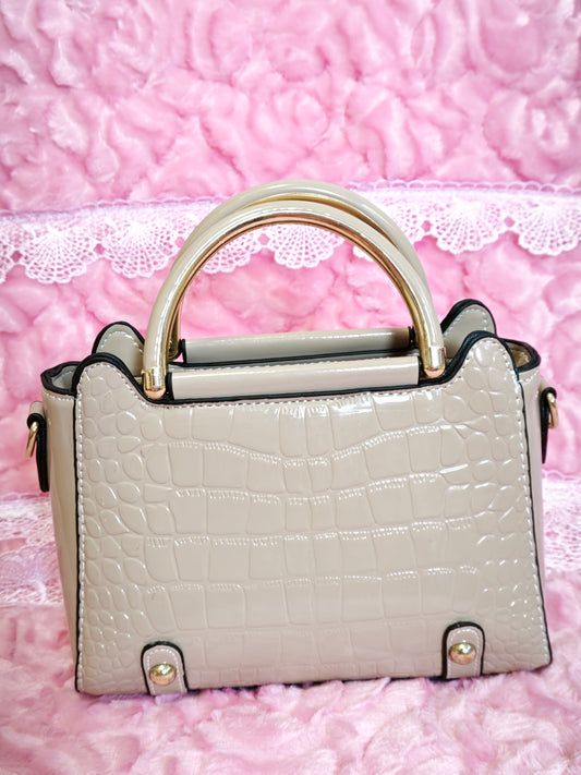 Light Apricot Patent Crocodile Handbag