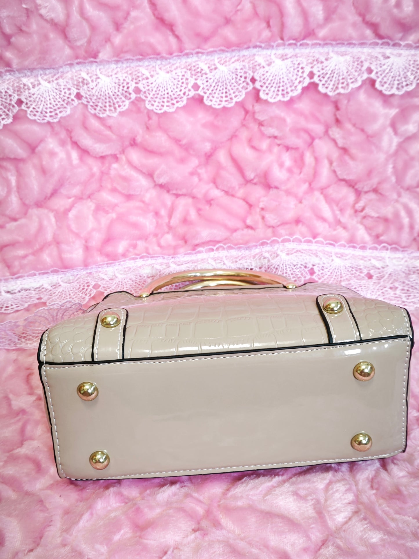 Light Apricot Patent Crocodile Handbag