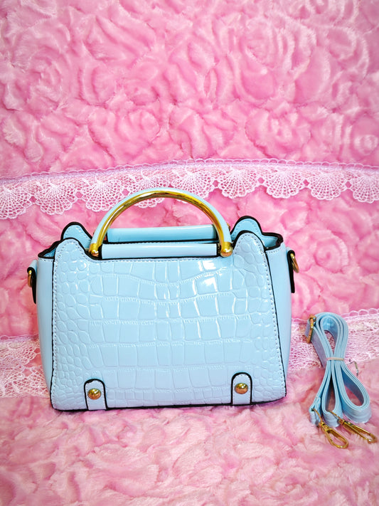 Light Blue Patent Crocodile Handbag