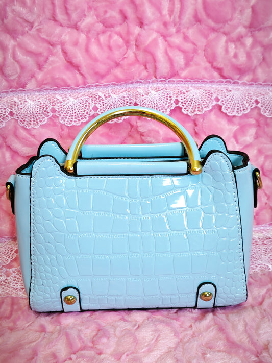 Light Blue Patent Crocodile Handbag