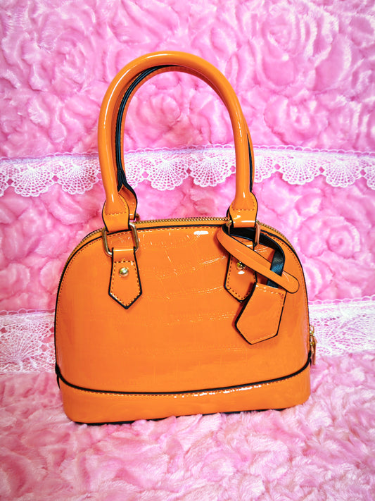 Orange Patent Shell-Shaped Handbag