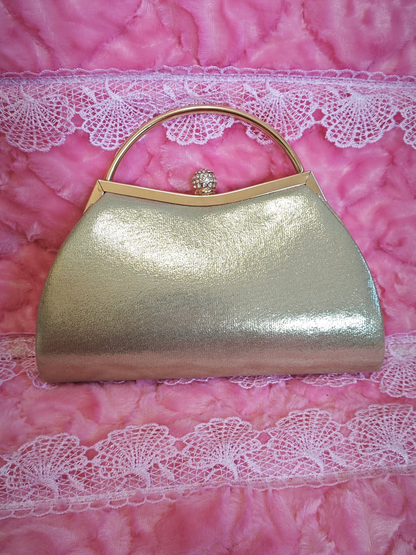 Multi-Colored Crystal-Embellished Evening Handbag with Metal Handle