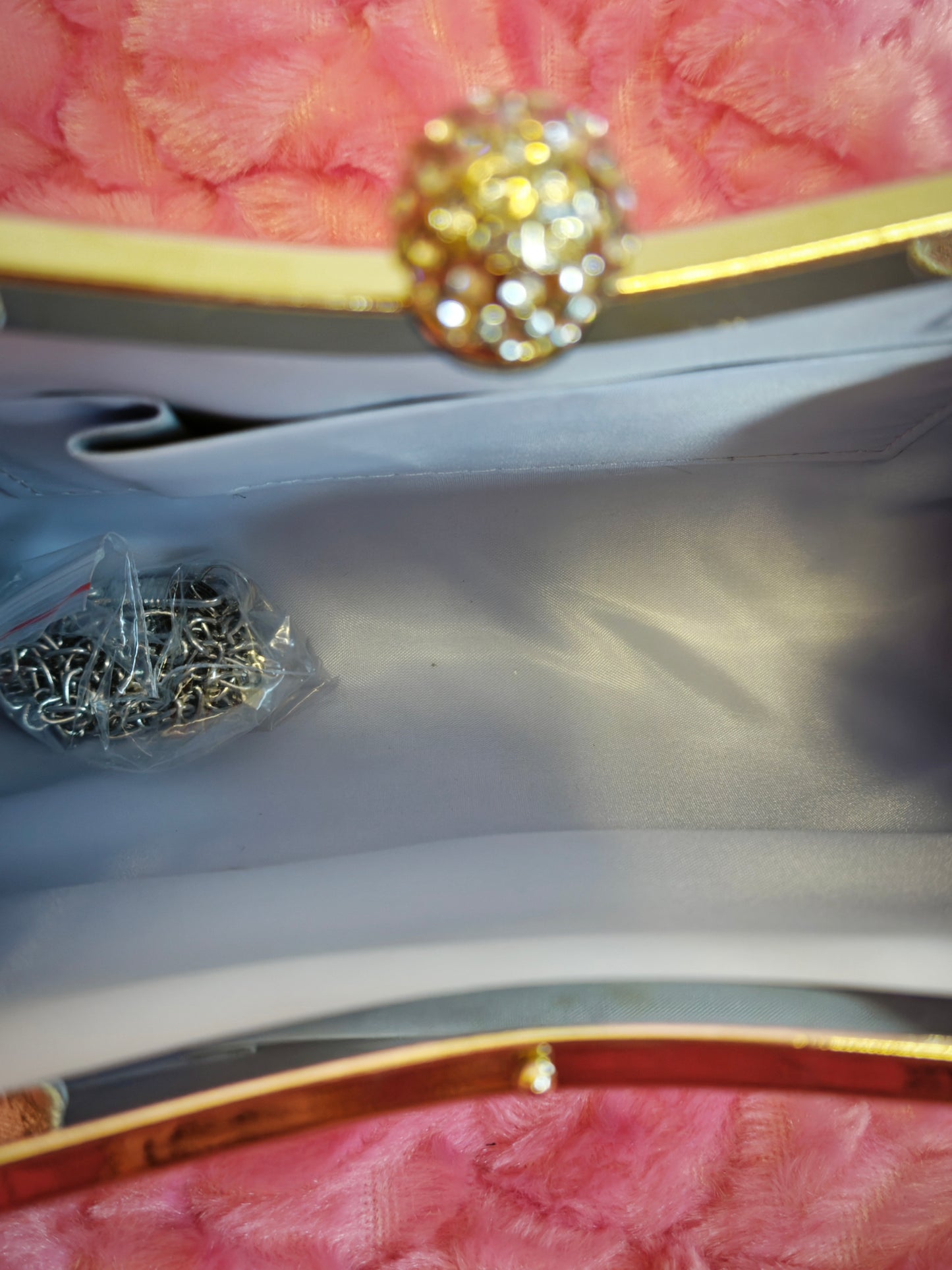 Multi-Colored Crystal-Embellished Evening Handbag with Metal Handle