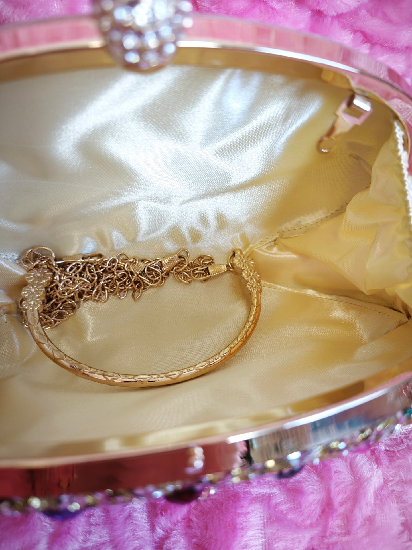 Multi-Colored Crystal-Embellished Oval Evening Clutch