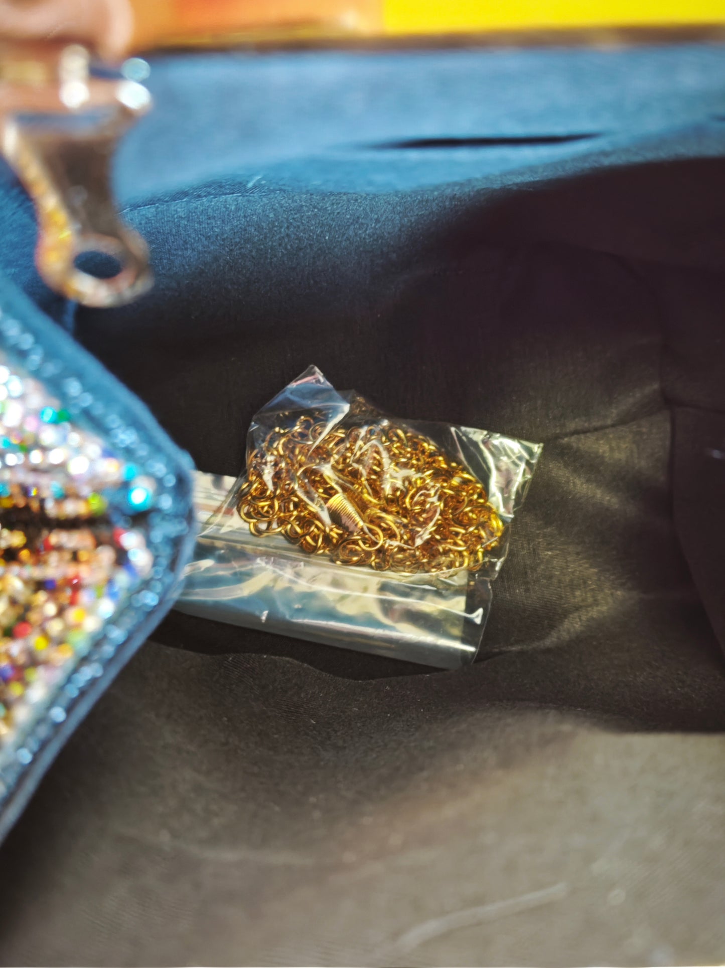 Multi-Colored Crystal-Embellished Owl-Pattern Evening Handbag