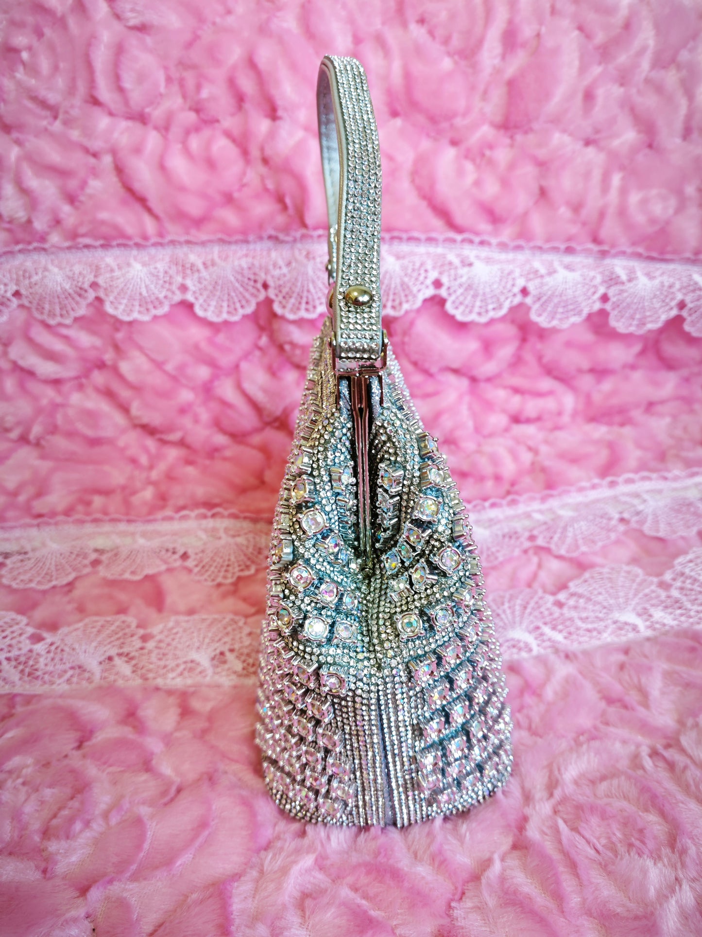 Silver Crystal-Patterned Evening Handbag