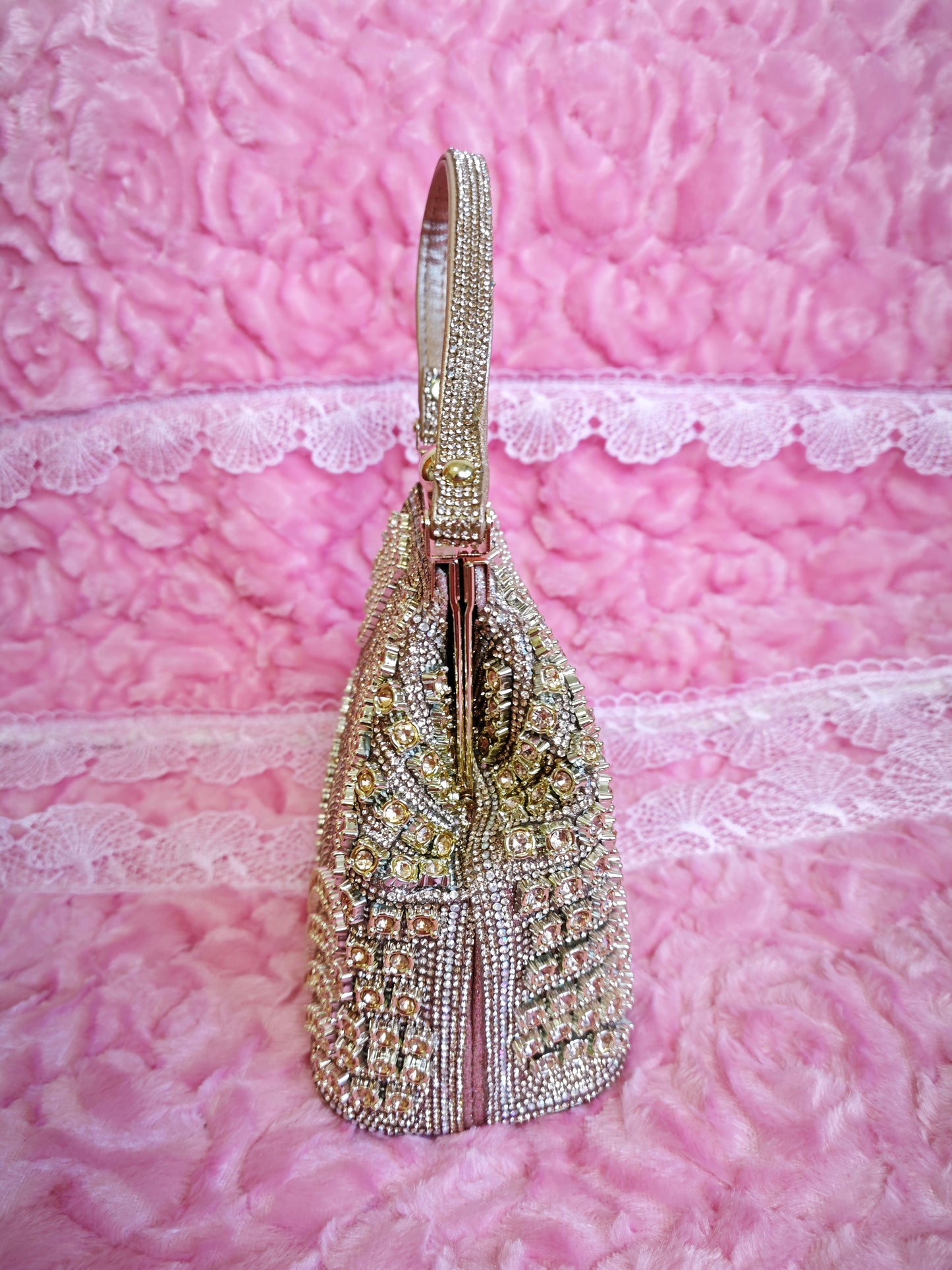 Gold Crystal-Patterned Evening Handbag