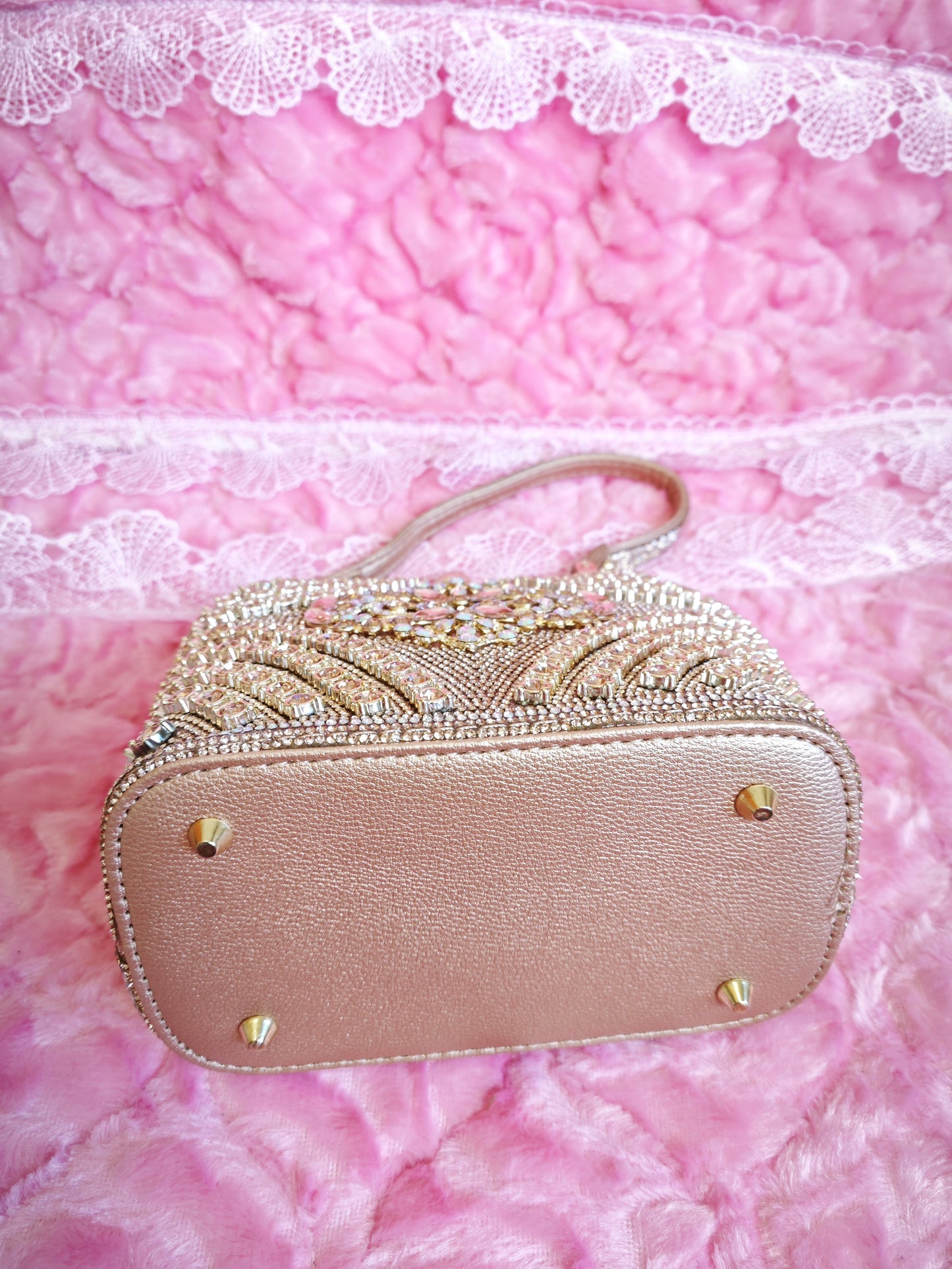Gold Crystal-Patterned Evening Handbag