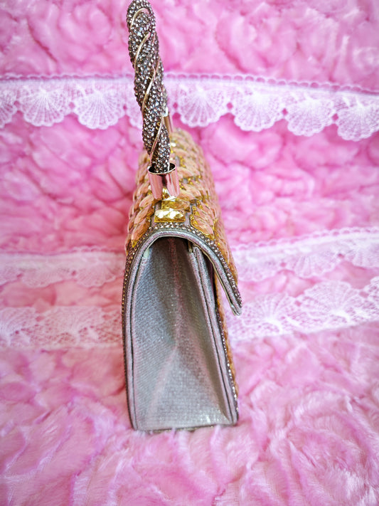 Gradient Gold Crystal Evening Handbag