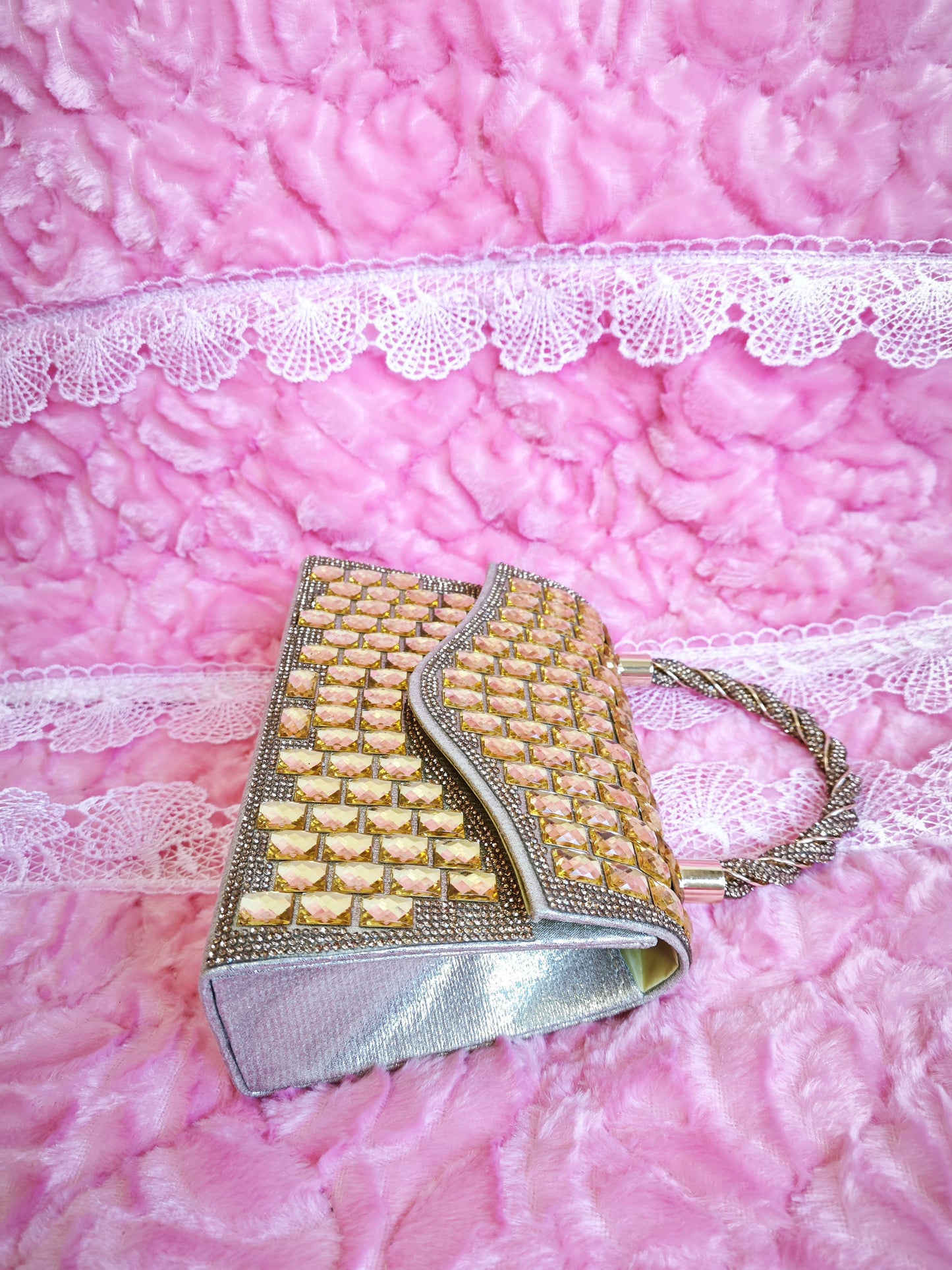 Gradient Gold Crystal Evening Handbag