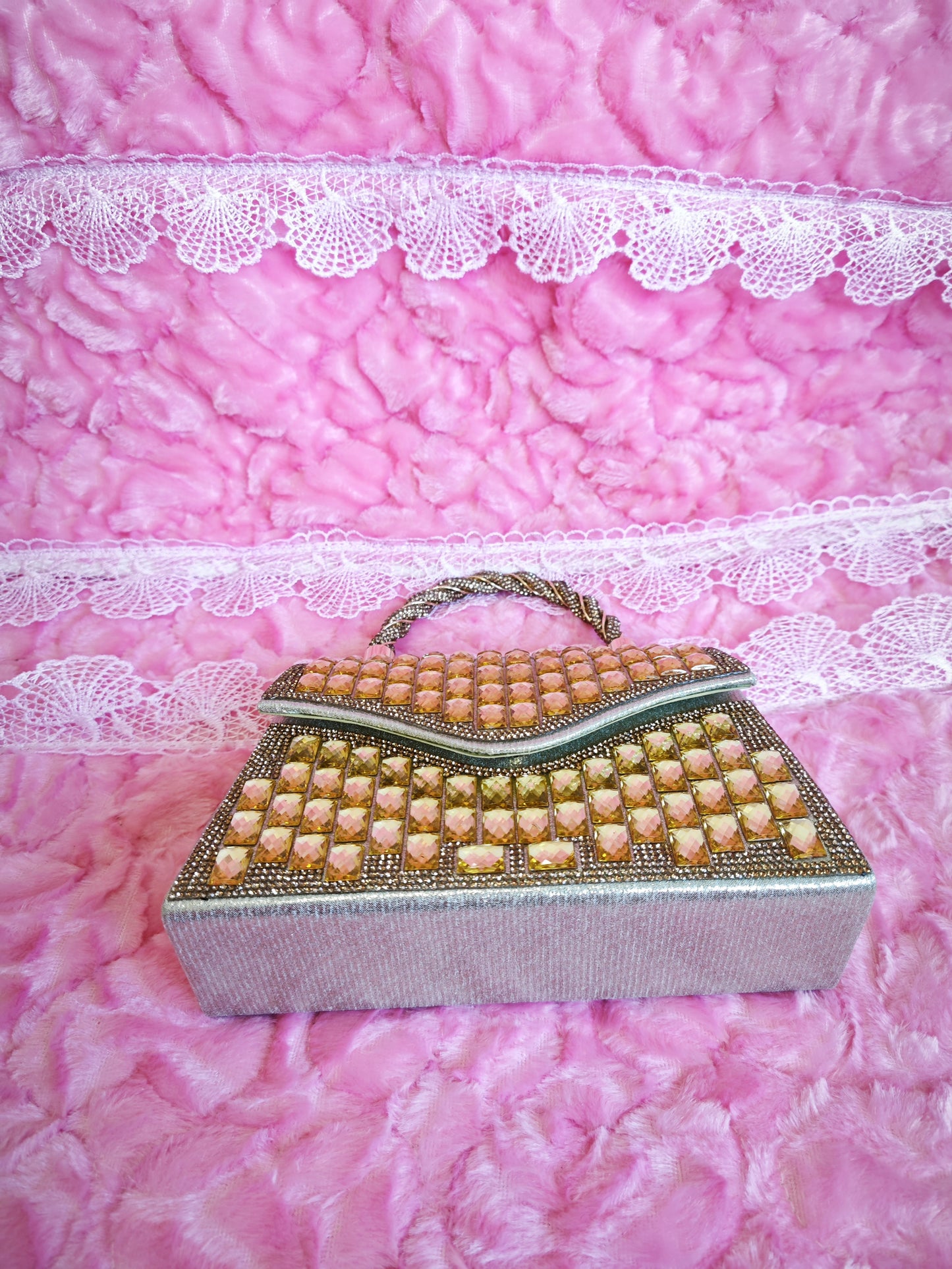 Gradient Gold Crystal Evening Handbag