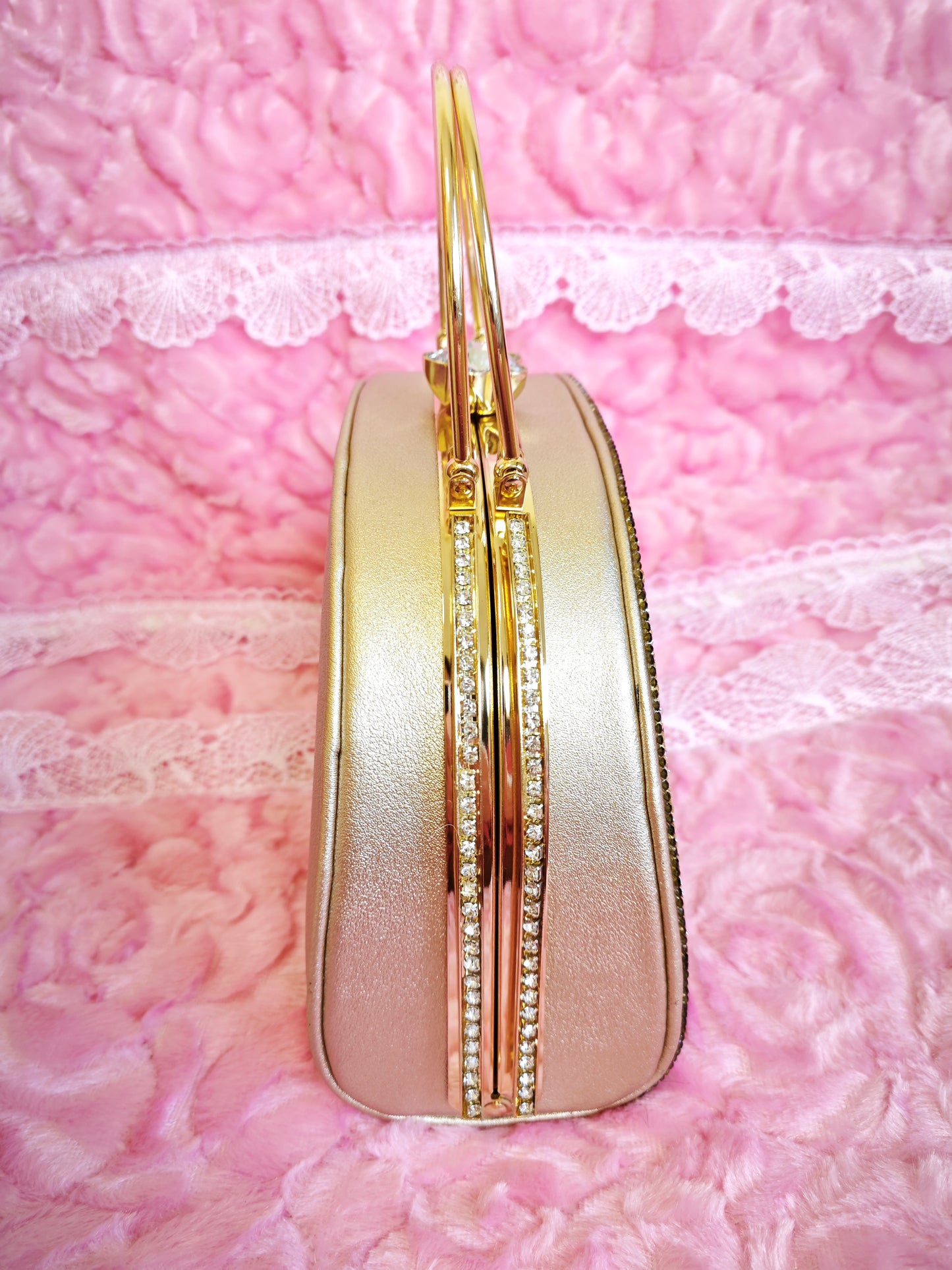 Gold-Base Multi-Colored Crystal Peacock-Pattern Evening Handbag