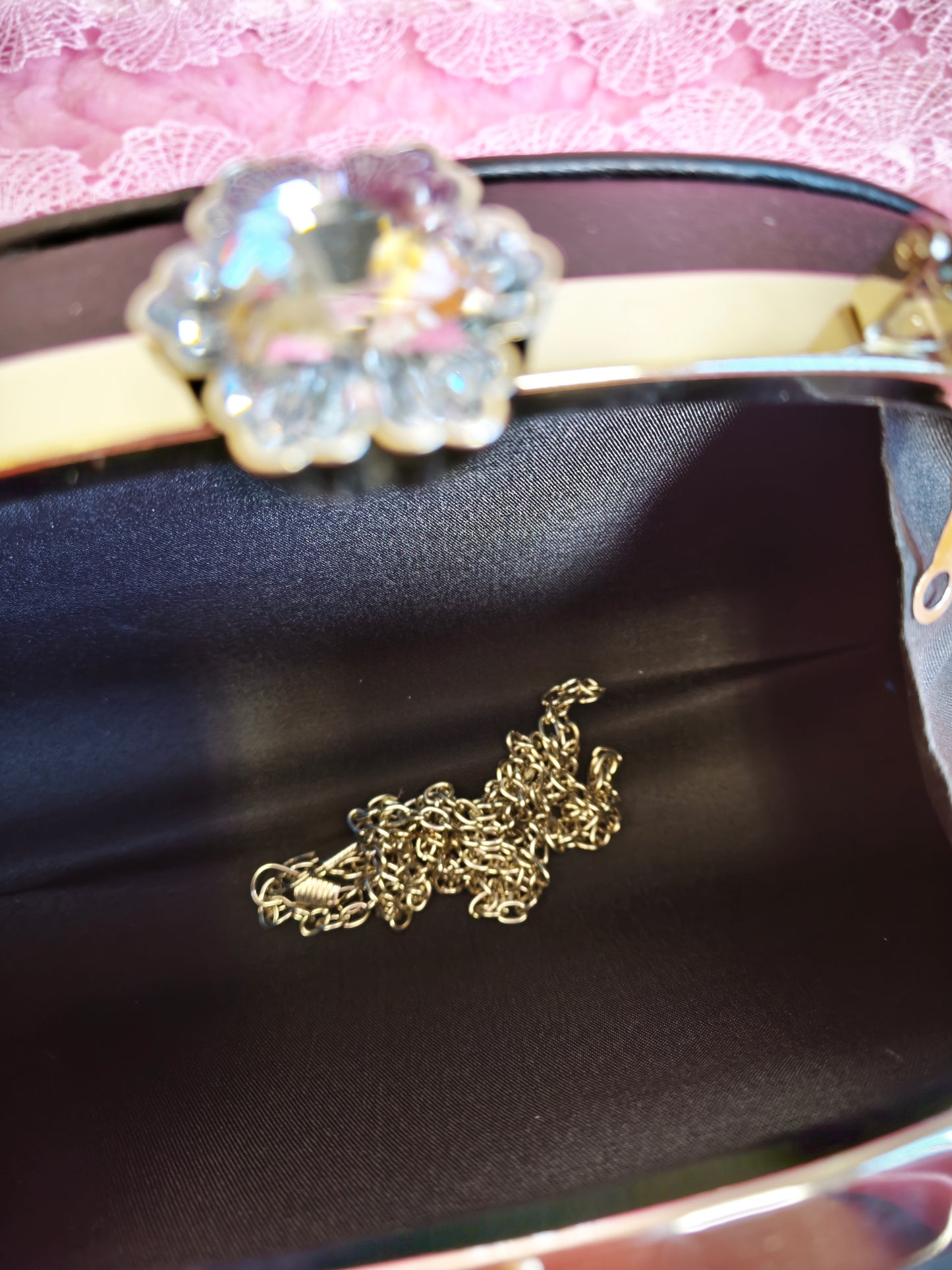 Black-Base Multi-Colored Crystal Peacock-Pattern Evening Handbag