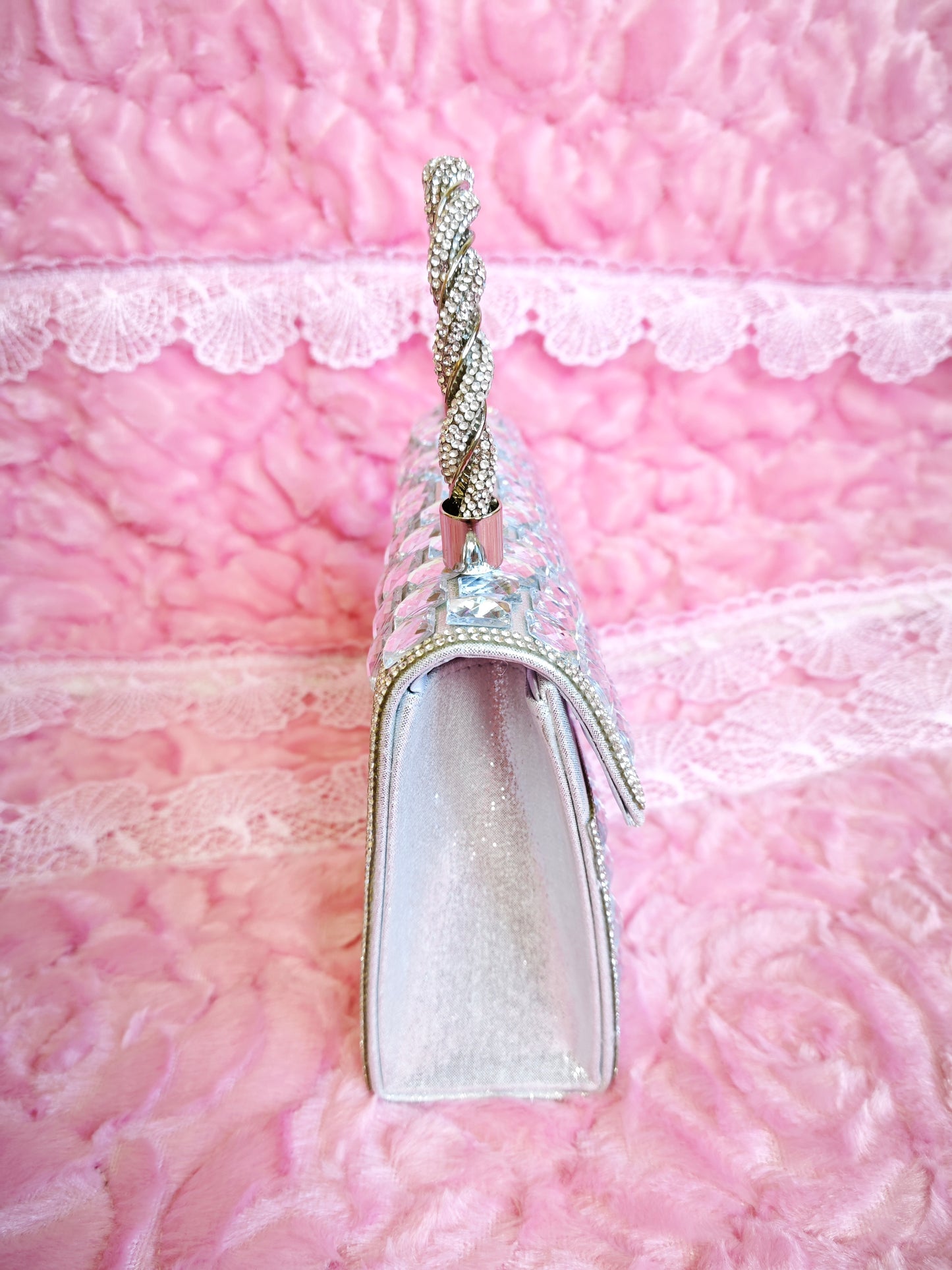 Gradient Silver Crystal Evening Handbag