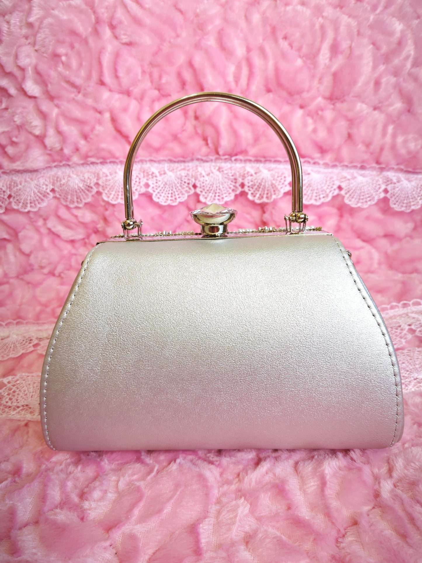 Pearl & Silver Crystal Evening Handbag