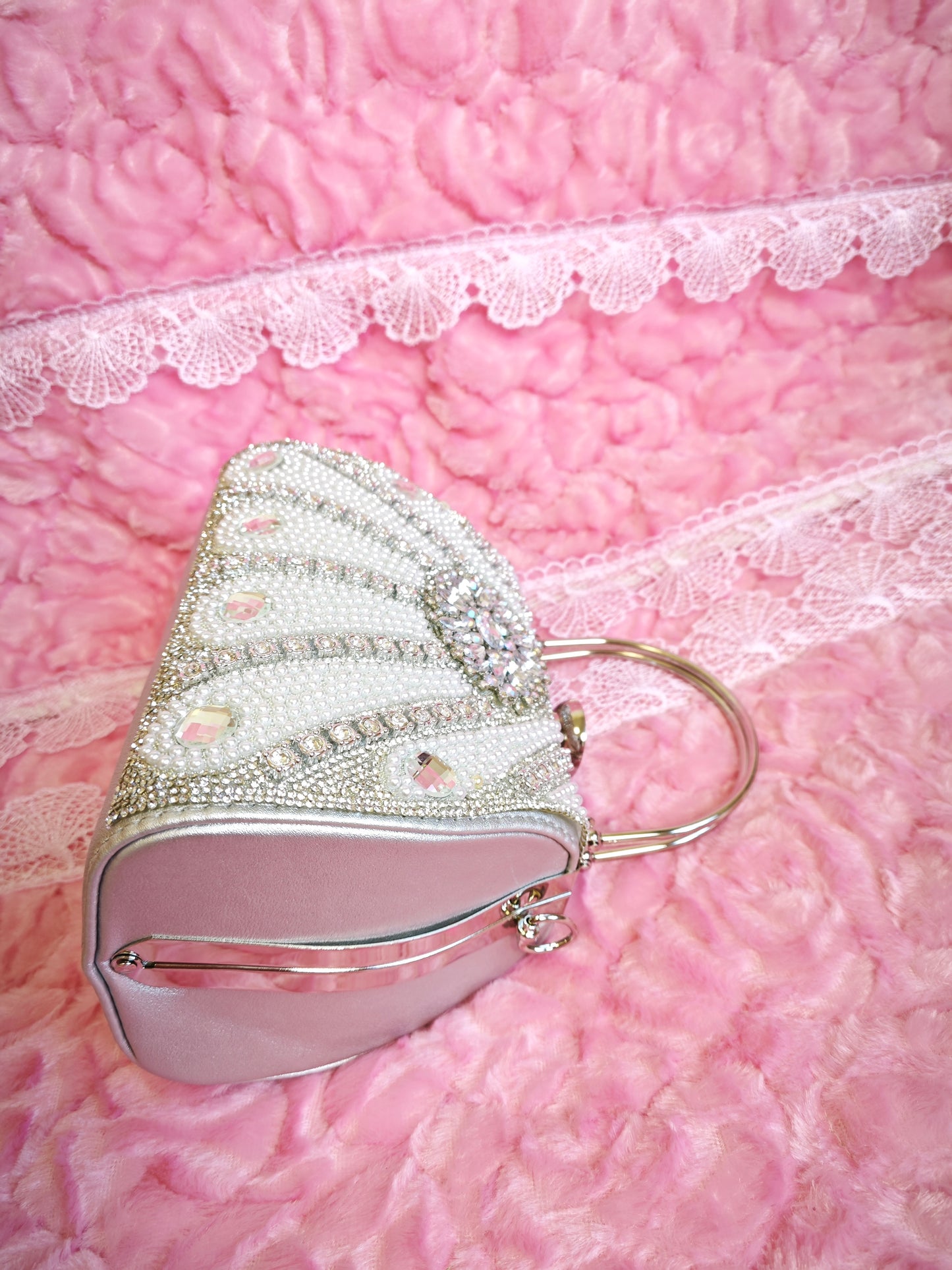 Pearl & Silver Crystal Evening Handbag