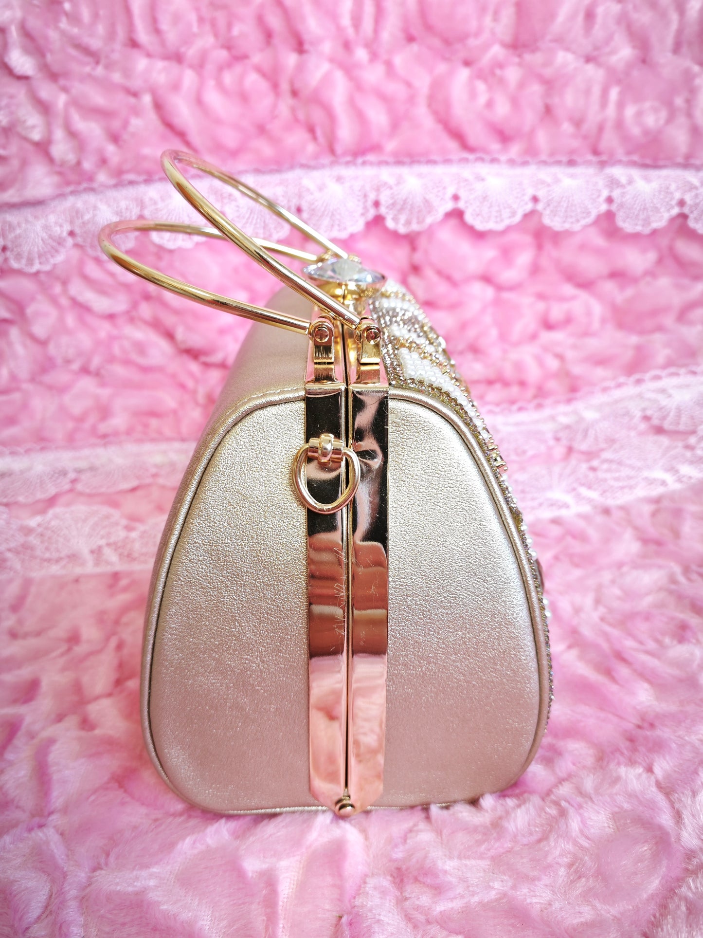 Pearl & Gold Crystal Evening Handbag