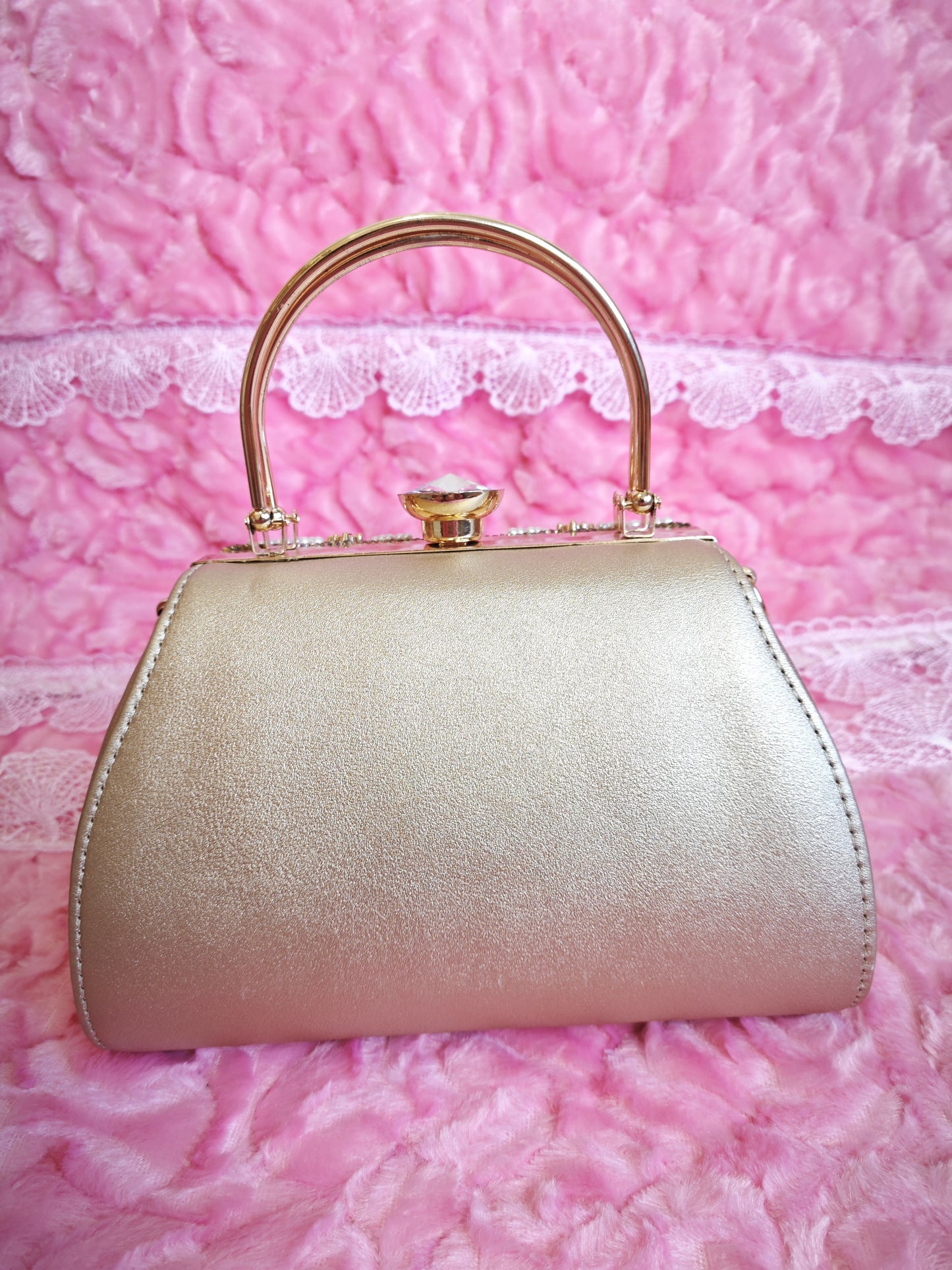 Pearl & Gold Crystal Evening Handbag