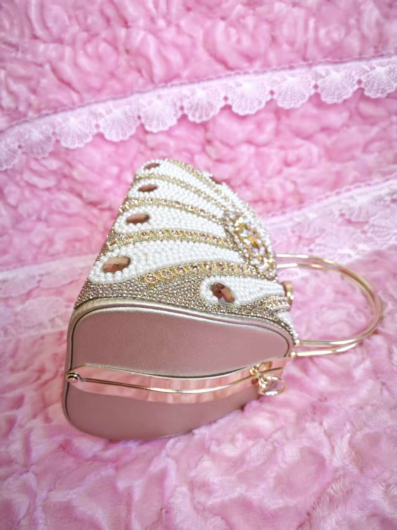 Pearl & Gold Crystal Evening Handbag