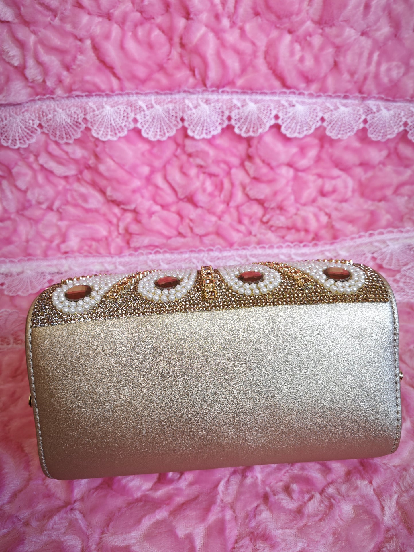 Pearl & Gold Crystal Evening Handbag