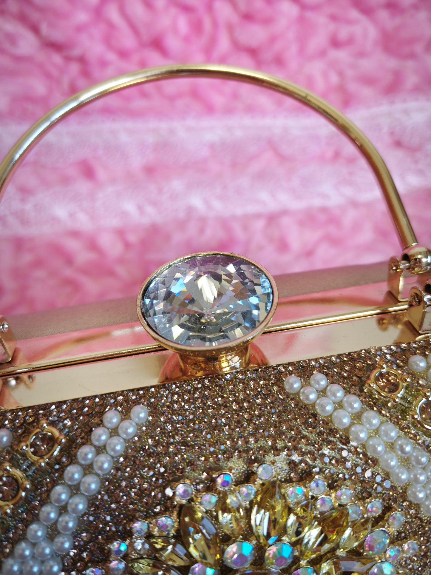 Pearl & Gold Crystal Evening Handbag