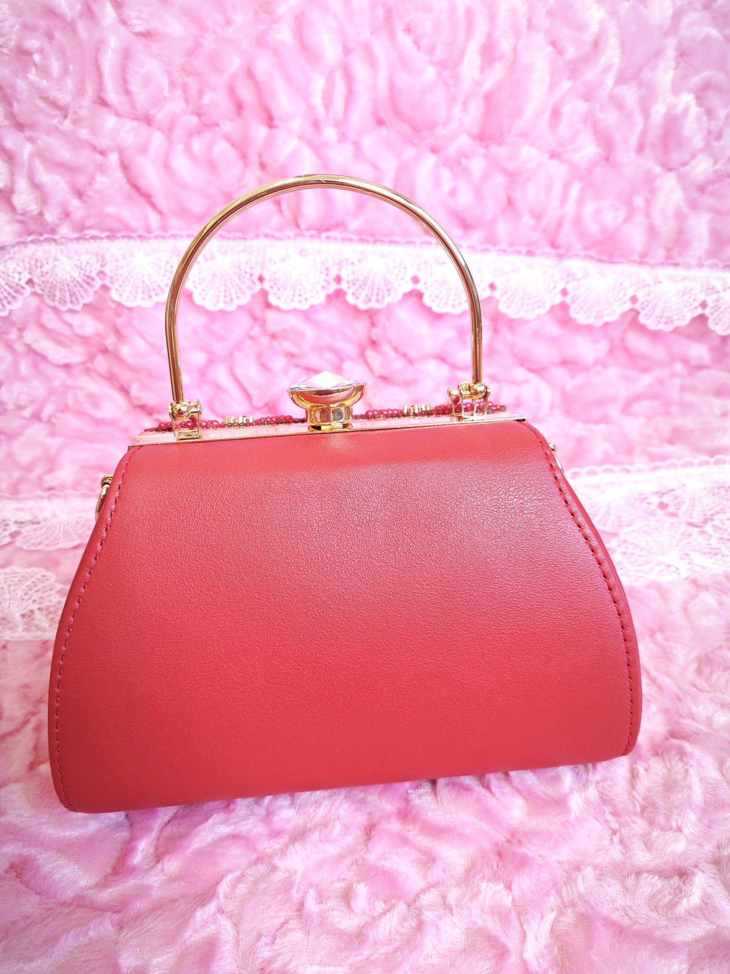 Red Pearl & Red Crystal Evening Handbag
