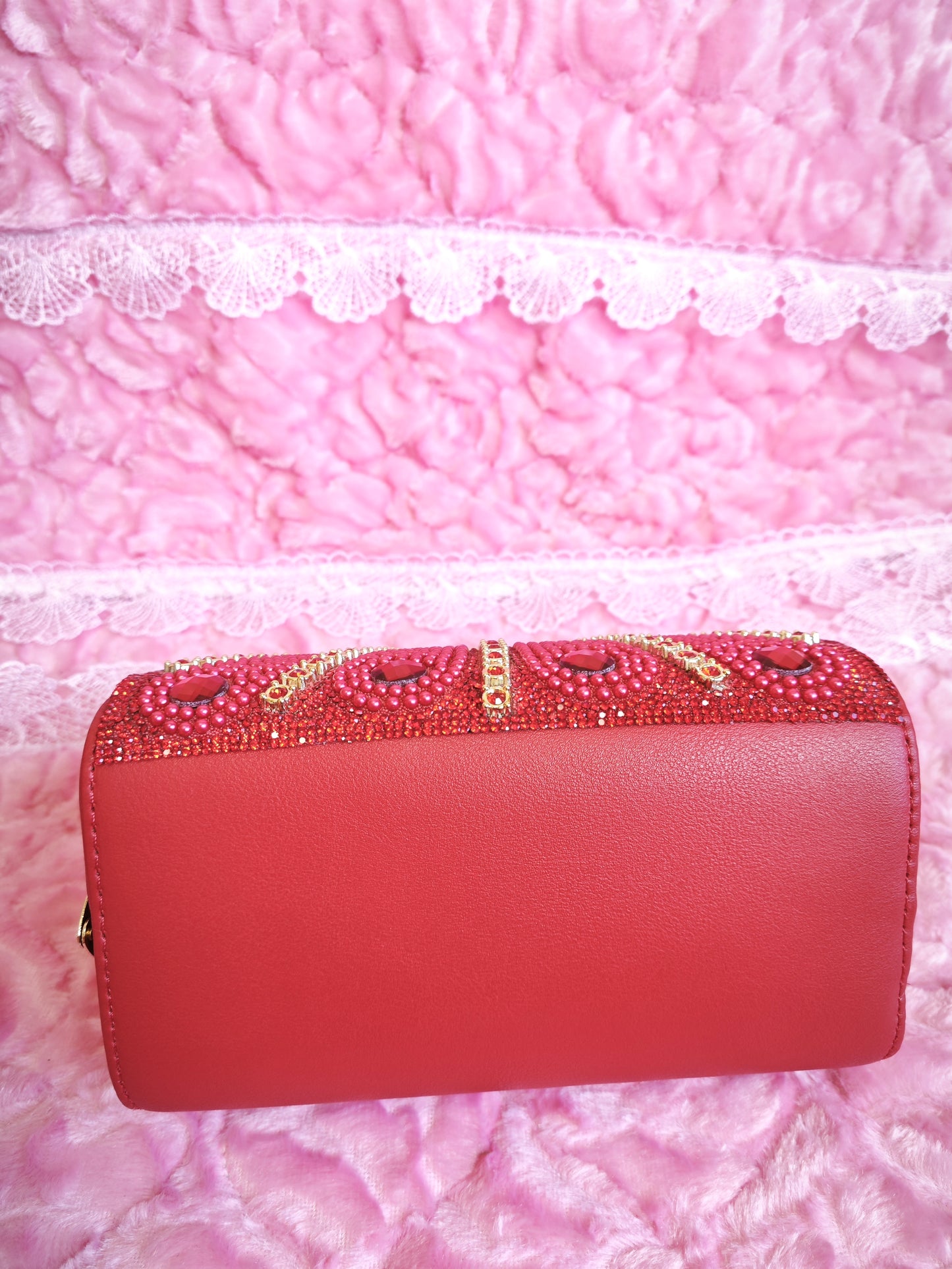 Red Pearl & Red Crystal Evening Handbag