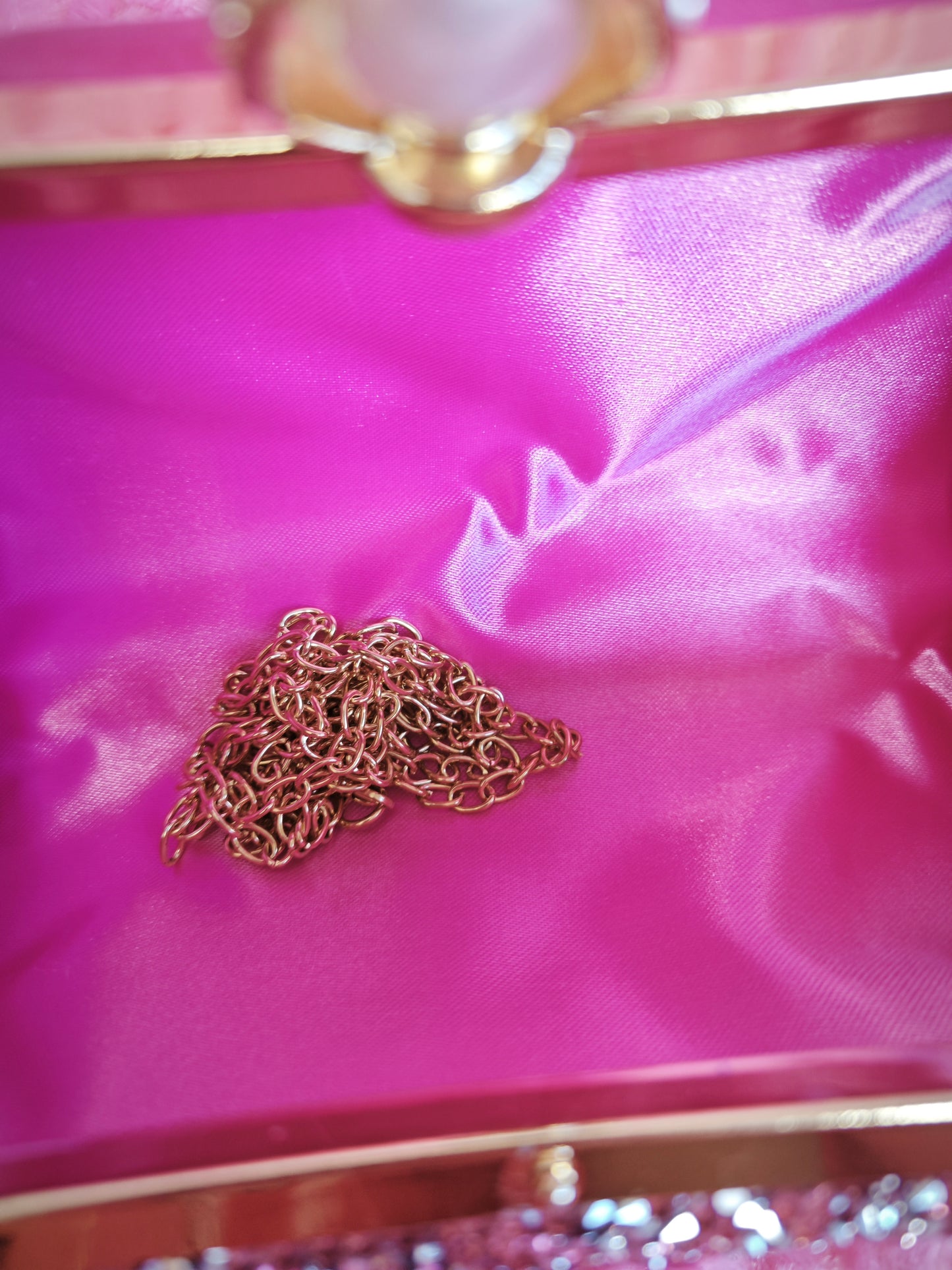 Pink Crystal & Pearl-Clasp Evening Clutch