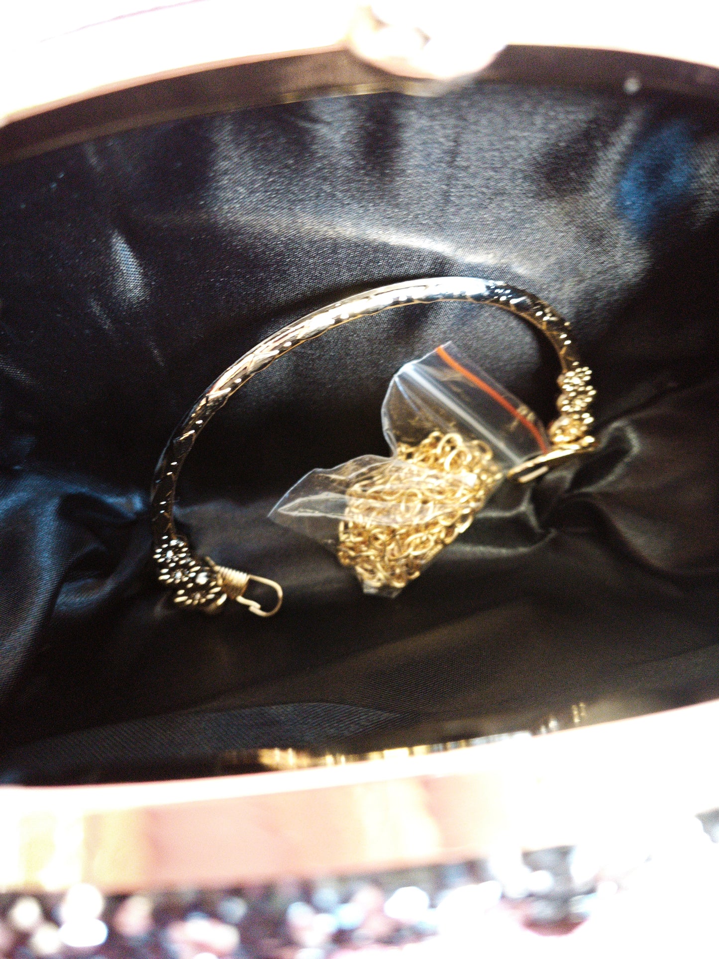 Black & Gold Crystal Floral Evening Clutch