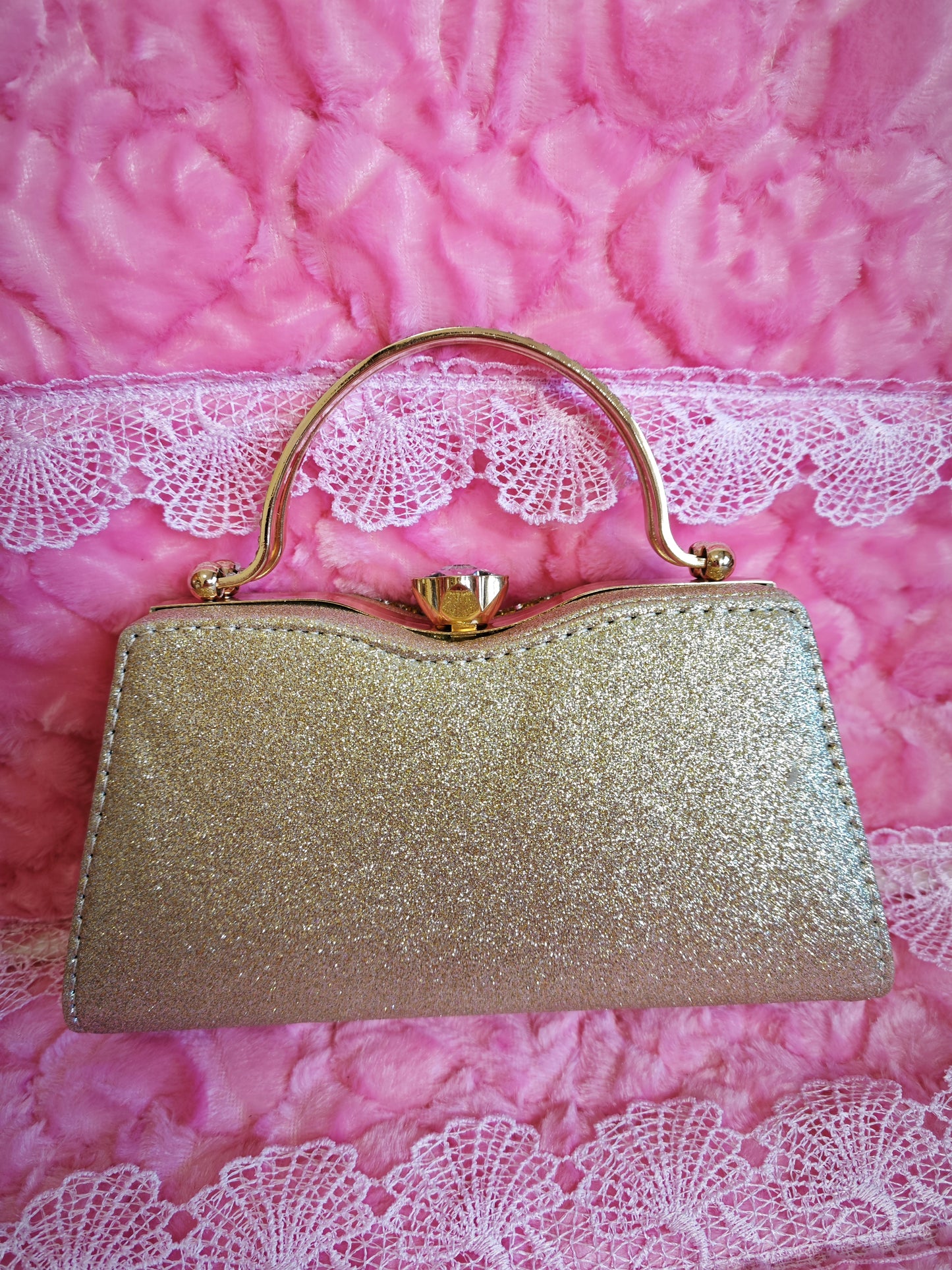 Gradient Gold Crystal Fan-Pattern Evening Handbag