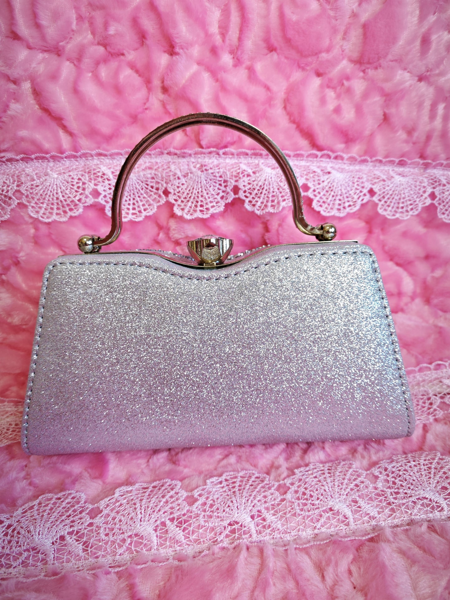 Gradient Silver Crystal Fan-Pattern Evening Handbag