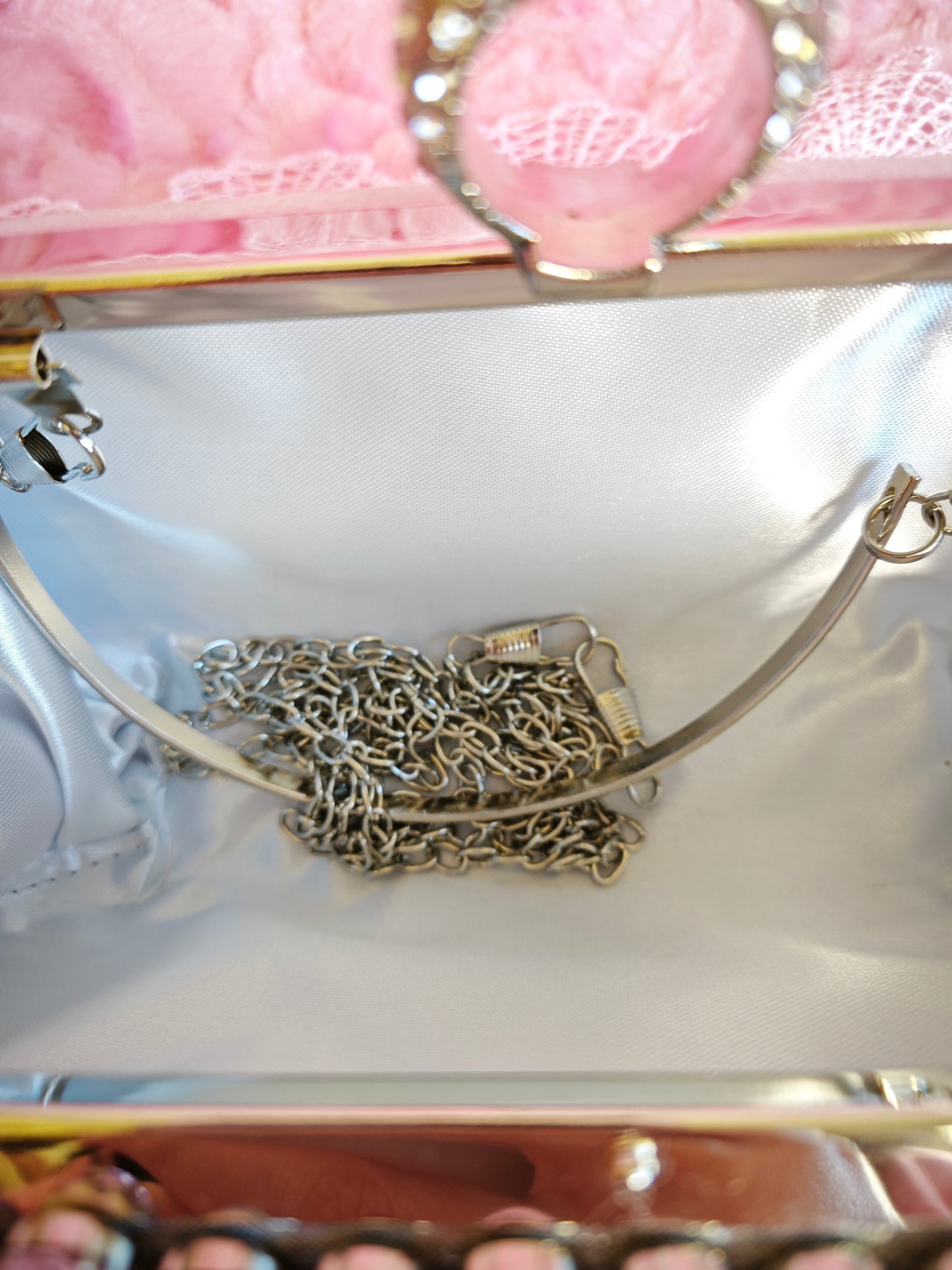 Pink-Purple & Silver Crystal Gradient Evening Clutch