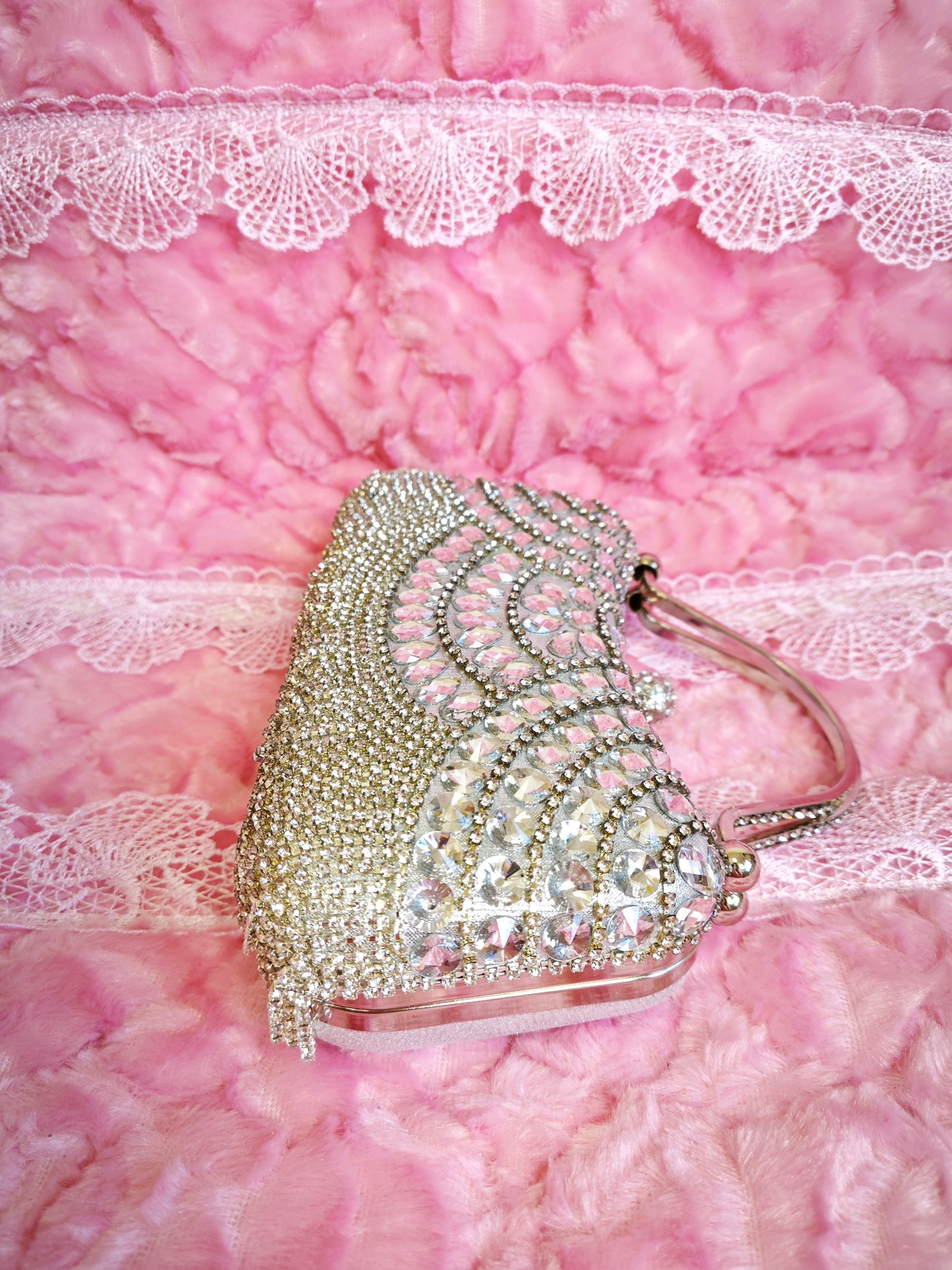 Silver & Gold Crystal Tassel Evening Handbag