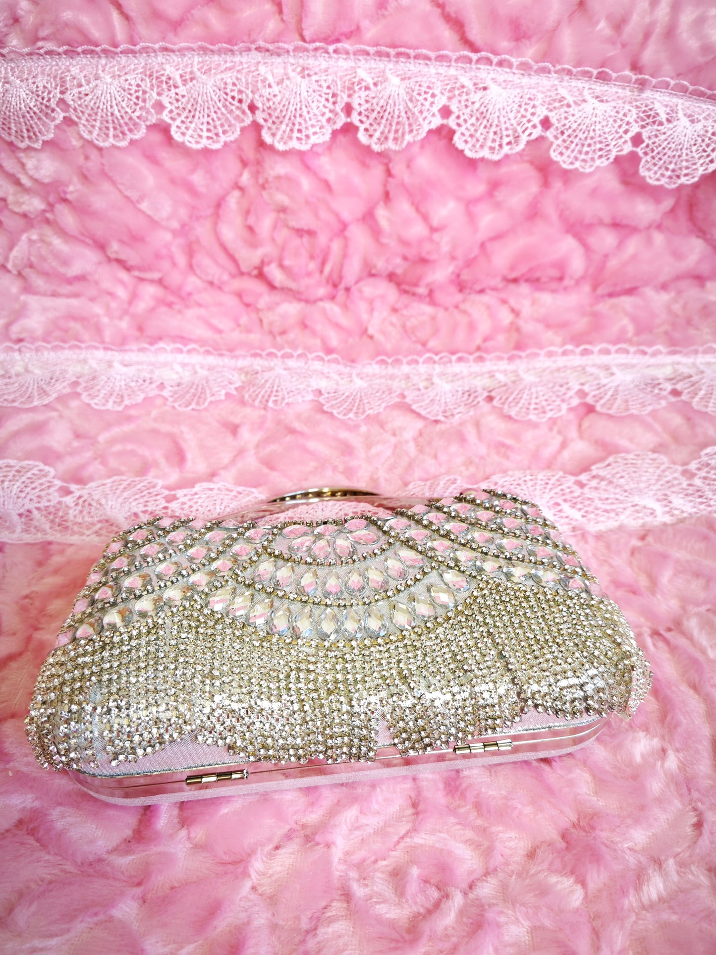 Silver & Gold Crystal Tassel Evening Handbag