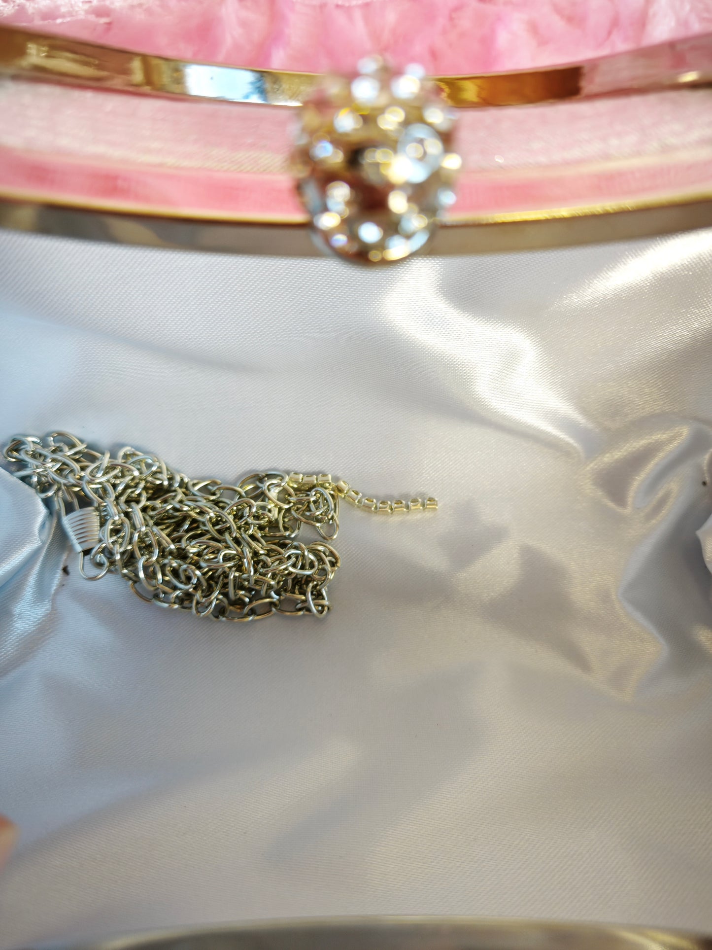 Silver & Gold Crystal Tassel Evening Handbag