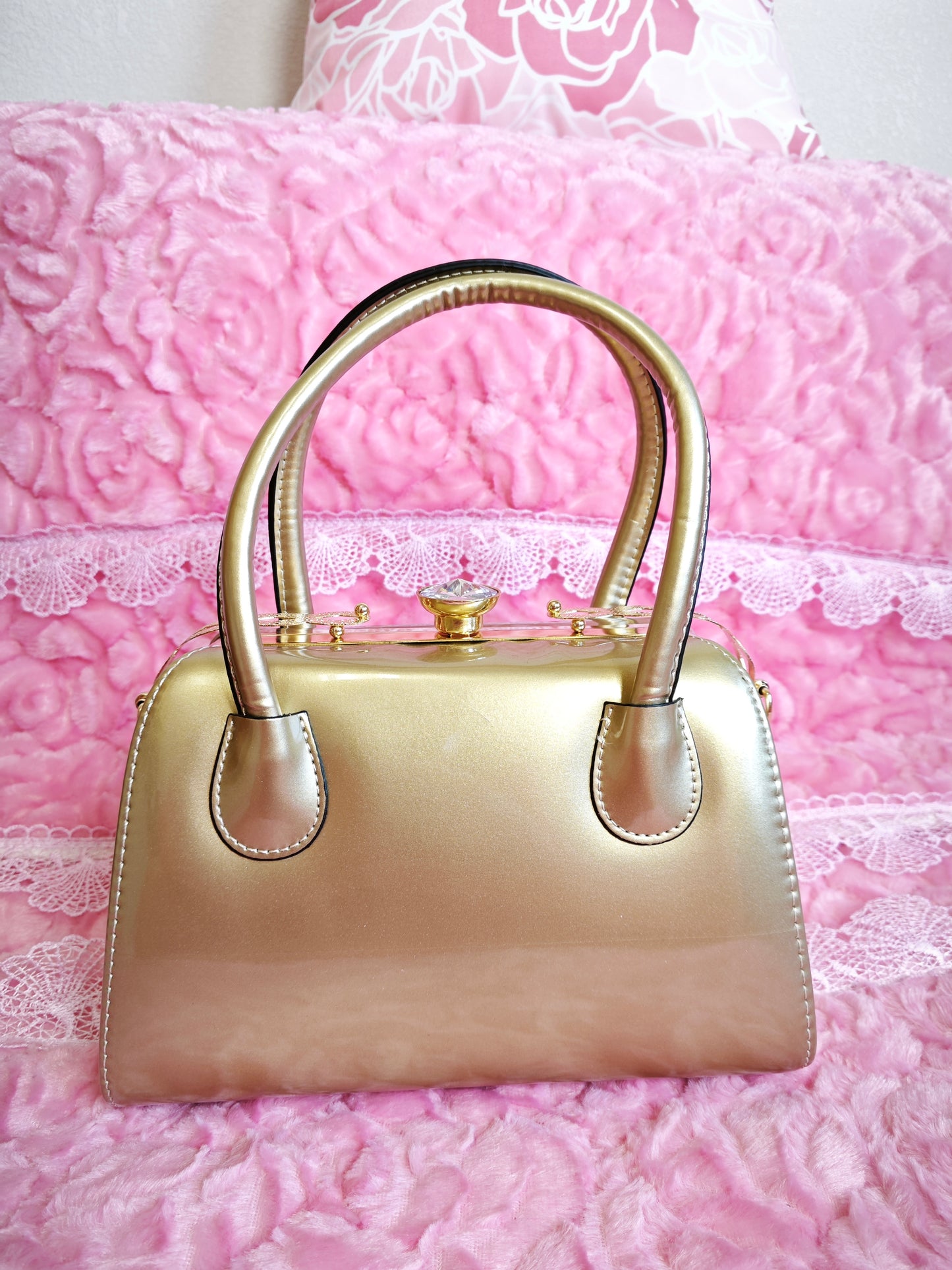 Gold Enamel & Yellow Crystal Floral Evening Handbag